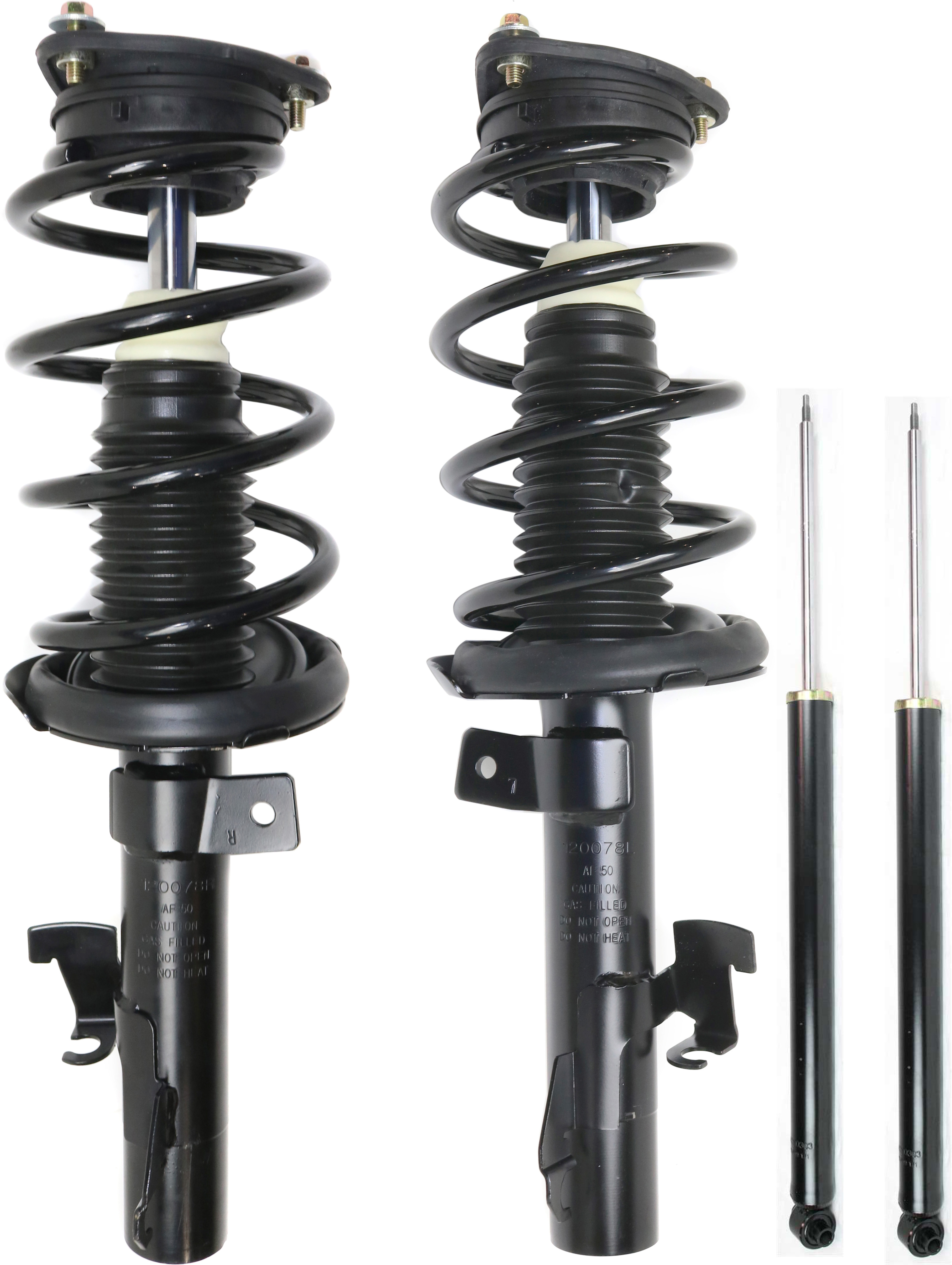 AM MAZDA 3-04-09 FRONT AND REAR SHOCK AND FULLY LOADED STRUT RH AND LH Gas Charged Twin tube Set of 4 SKU SET JM280553-4 OEM B32T34700D B32T34900D BRY03470