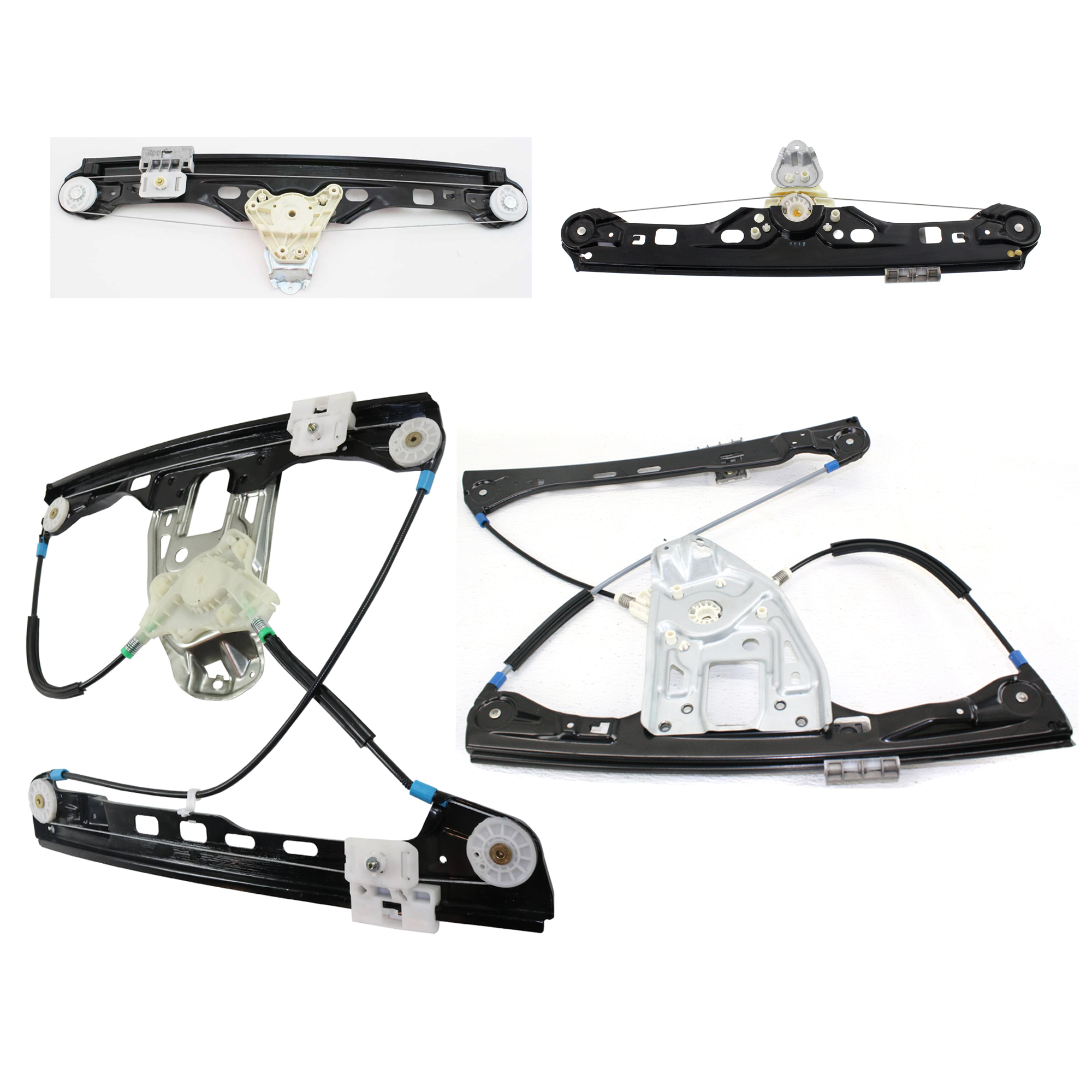 AM C CLASS 01-05 FRONT AND REAR WINDOW REGULATOR RH AND LH Set of 4 Power w o Motor 203 Chassis SKU SET JM491733-4 Partslink MB1350114 MB1351114 MB1550112 MB1551112 OEM 2037201546-2037201646-20373003