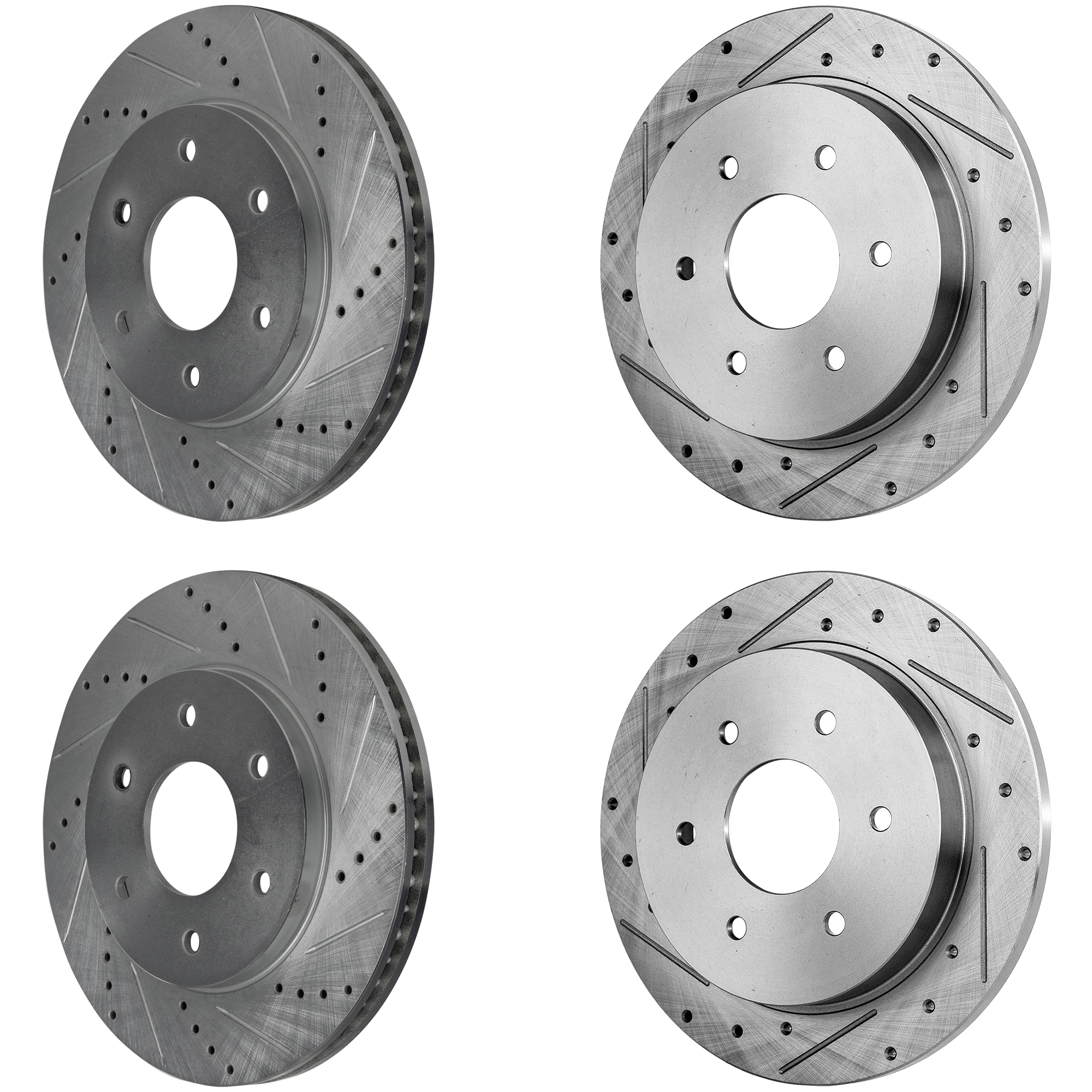 AM QX56 TITAN 04-05 FRONT AND REAR BRAKE DISC RH AND LH 4 Wheel Set Cross drilled and Slotted SKU SET JN27110055DRS4 OEM 31328-145507-0833016-12142084