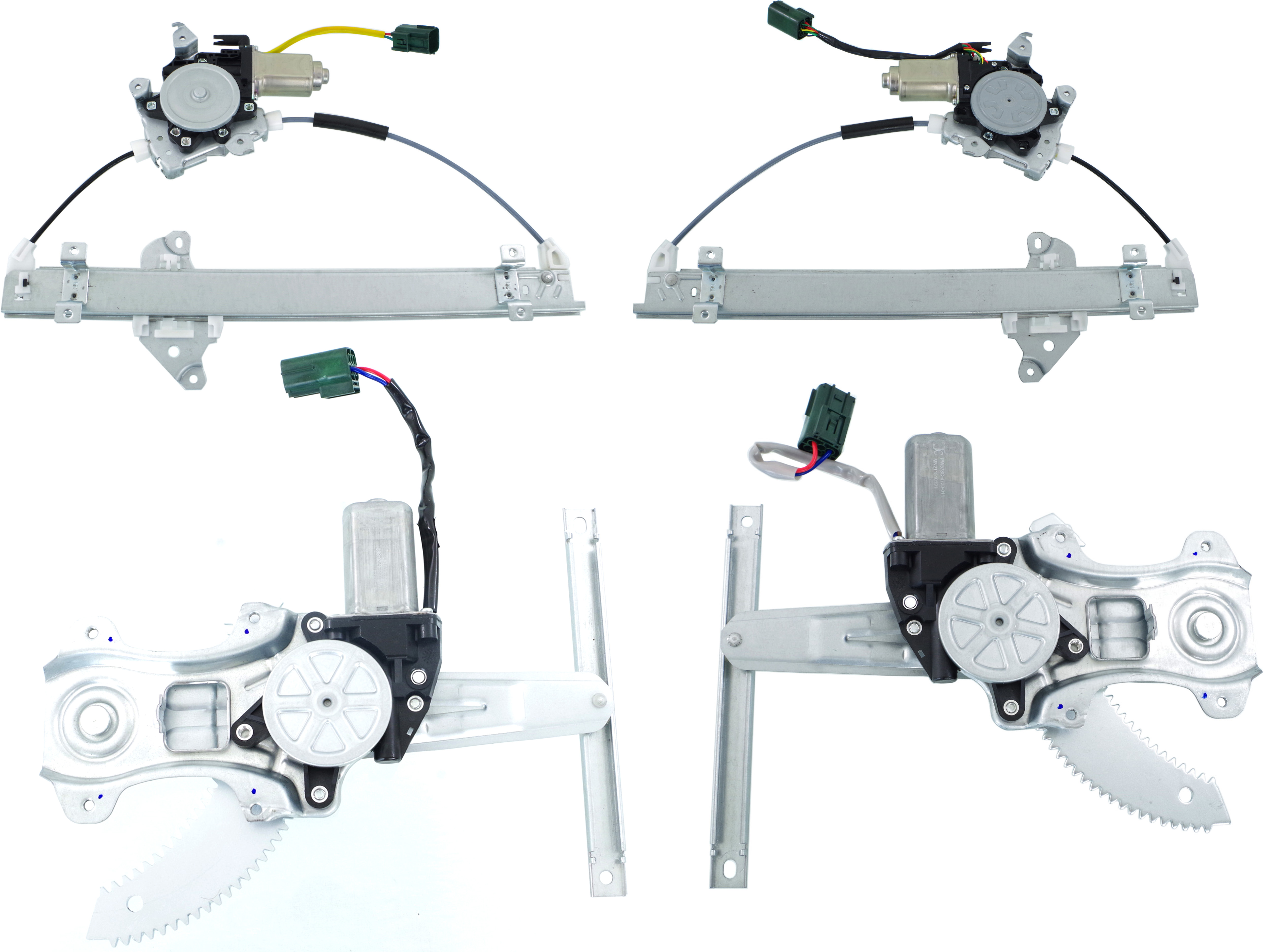 AM JUKE 11-15 WINDOW REGULATOR RH and LH Front and Rear Set of 4 Power w Motor SKU SET JN462937-4 Partslink NI1350150 NI1351150 NI1550134 NI1551134 OEM 807201KA0A PFM 807211KA0A PFM