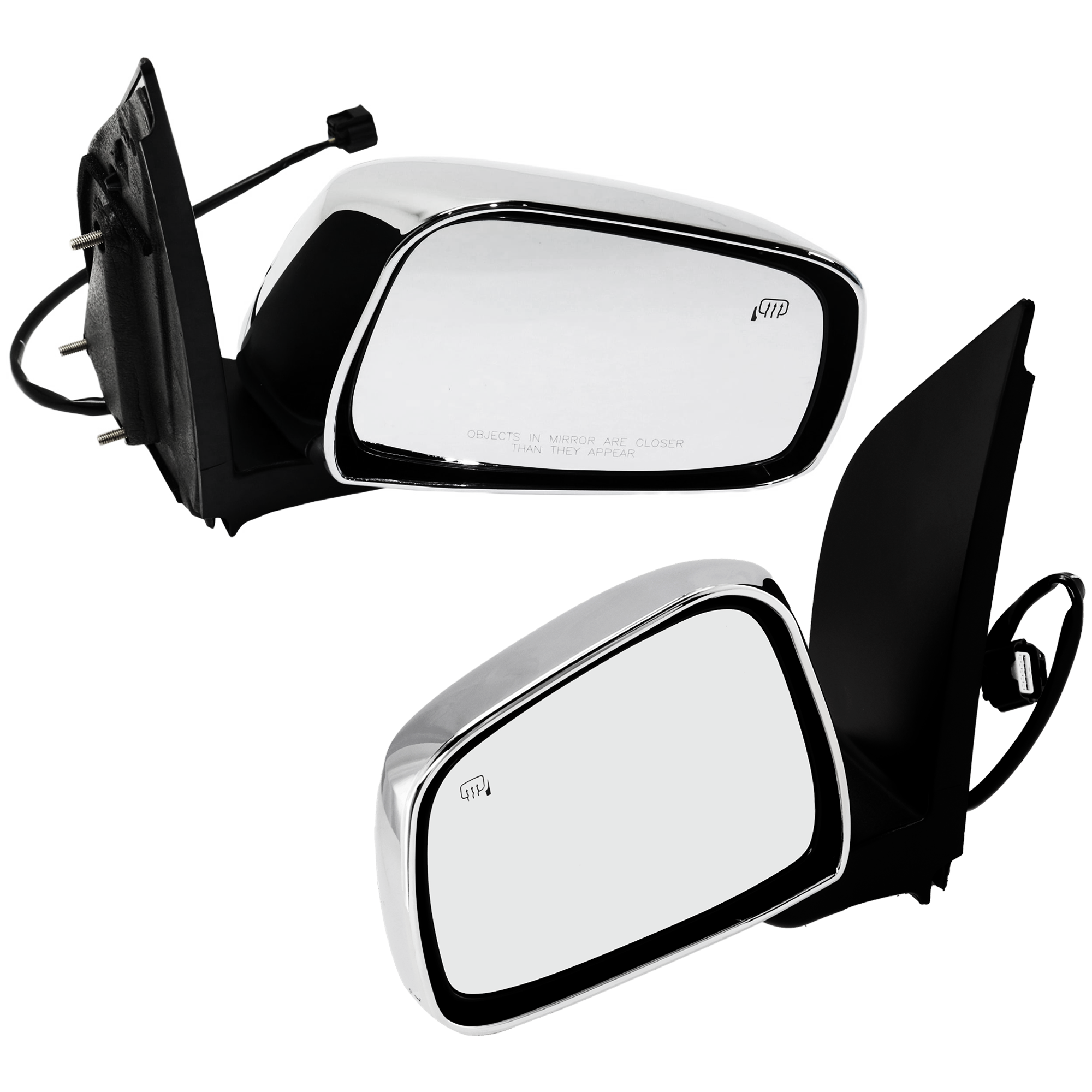 AM FRONTIER 11-19 MIRROR RH AND LH Power Manual Folding Heated Chrome SL Model SKU SET JNS41CR Partslink NI1320291 NI1321291 OEM 963019BE8C 963029BE8C