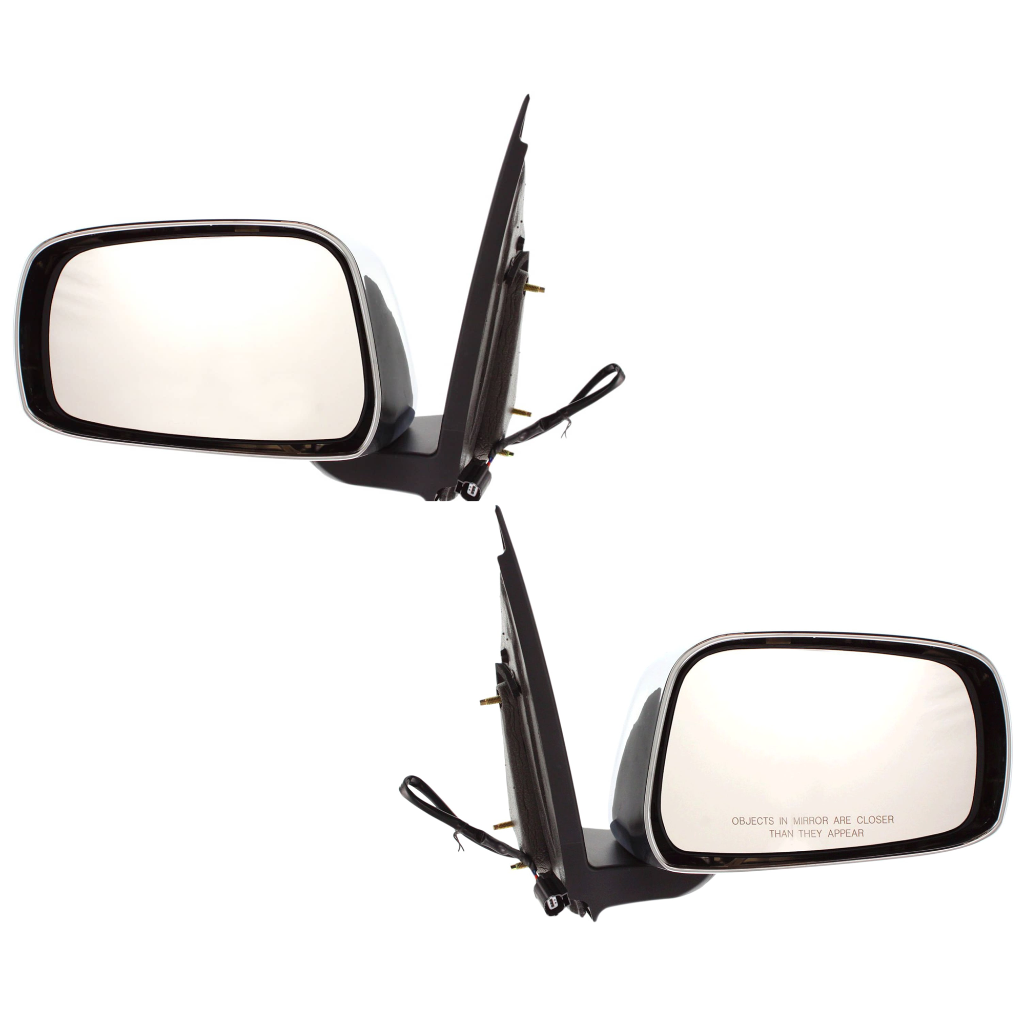 AM FRONTIER 05-10 MIRROR RH AND LH Power Manual Folding Non Heated Chrome Cap w Black Base Extended Cab LE Model SKU SET JNS71ER Partslink NI1320170 NI1321170 OEM 96301EA015-963029BC8C