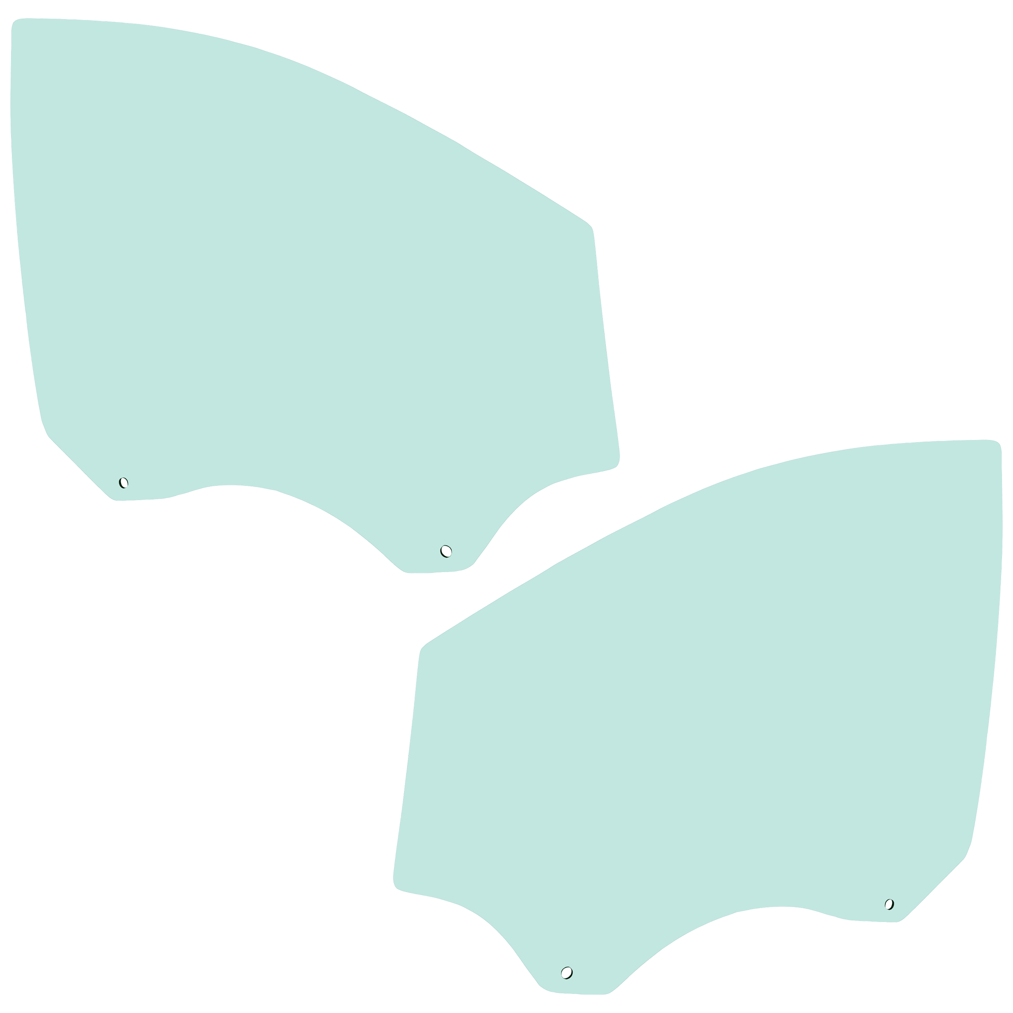 AM FORD ESCAPE 13-19 FRONT DOOR GLASS RH AND LH Green Tint Tampered w Solar SKU SET JRF48010041 OEM CJ5Z7821410A CJ5Z7821411A
