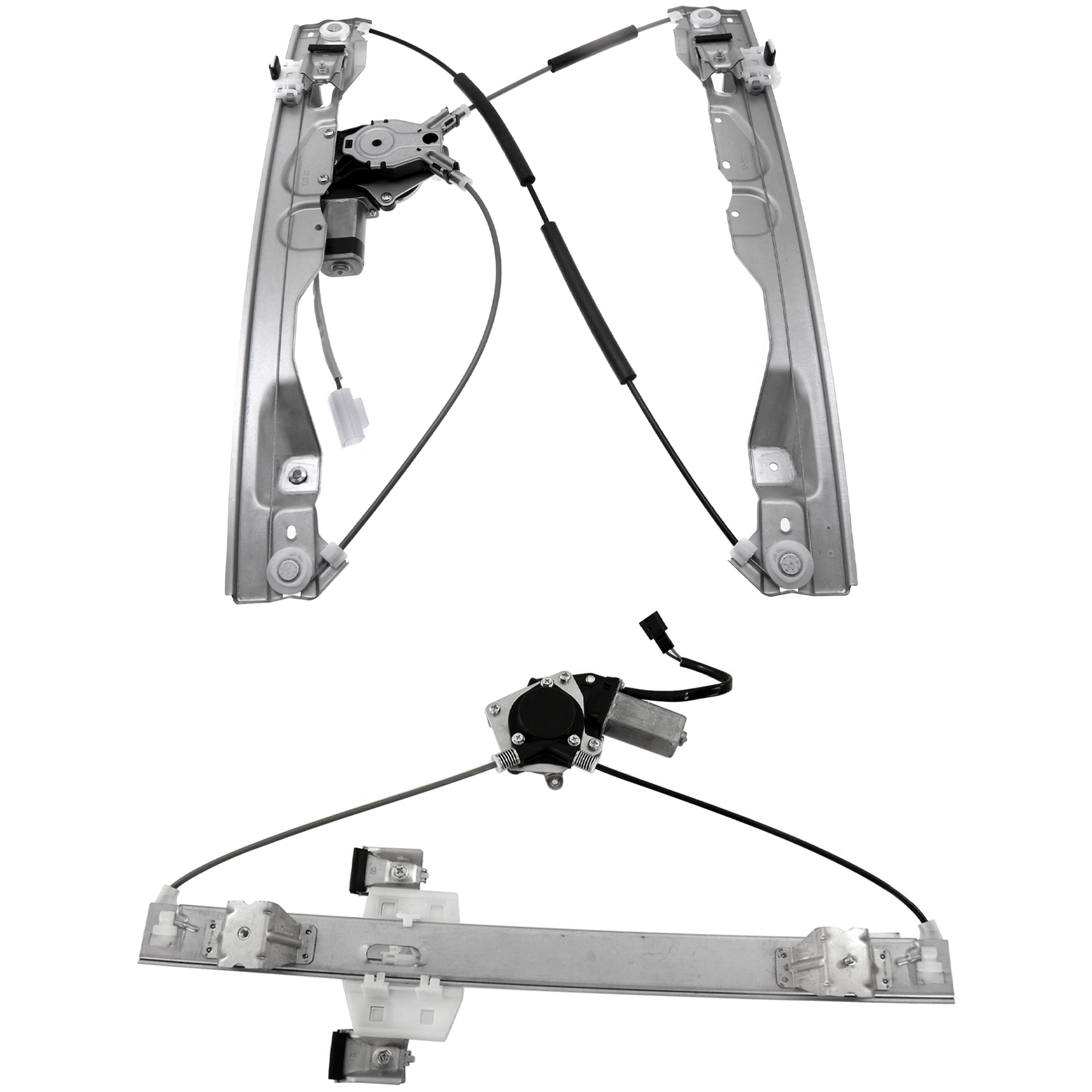 AM F 150-09-14 REAR WINDOW REGULATOR RH Set of 2 with Motor Extended Cab Pickup SKU SET JRF49170001-2 Partslink FO1551127 FO1551132 OEM 9L3Z1627000A AL3Z1827000A