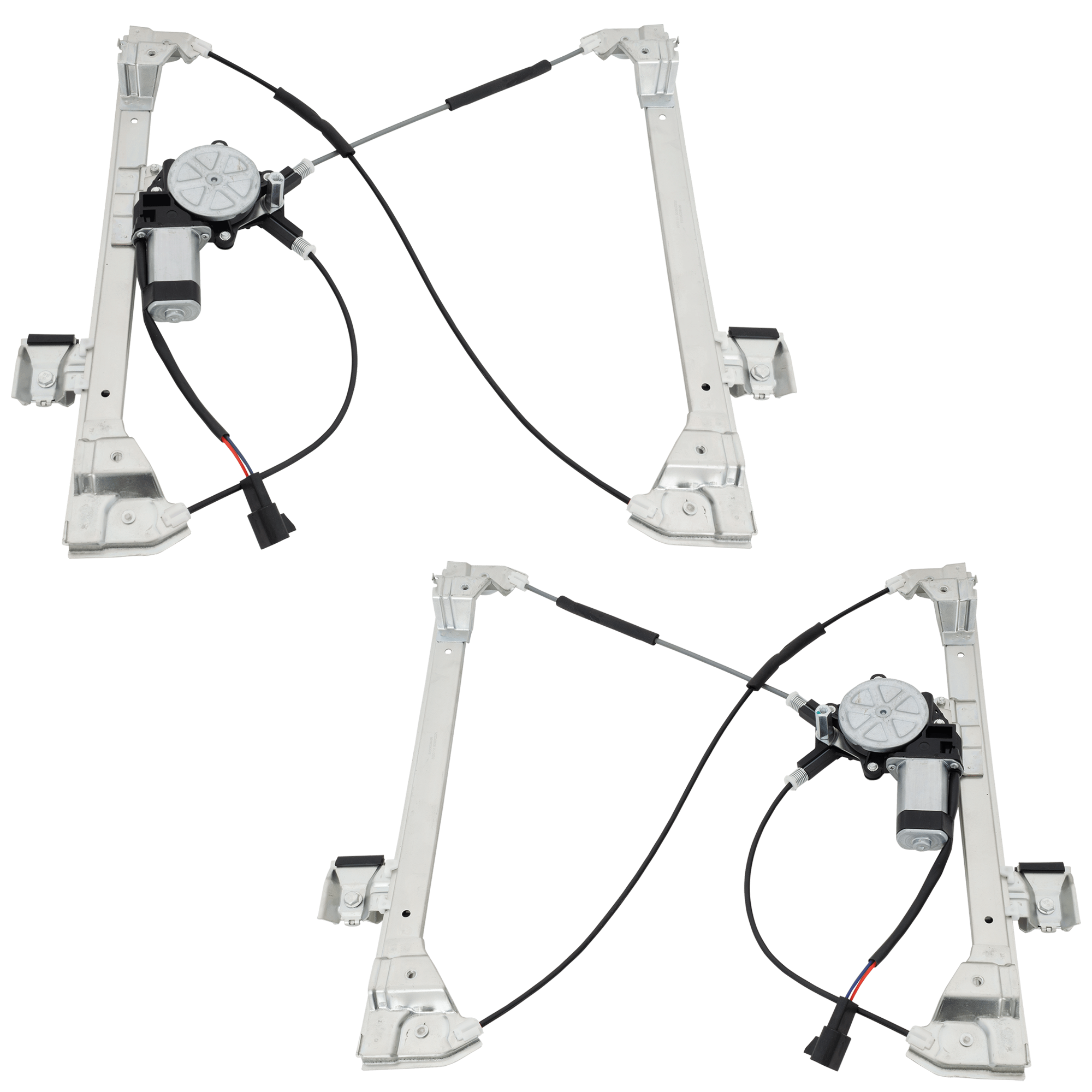 AM H2-03-09 FRONT WINDOW REGULATOR RH AND LH Power w Motor Base Model SKU SET JRH46290055 Partslink HU1350102 HU1351102 OEM 10390764-10390765