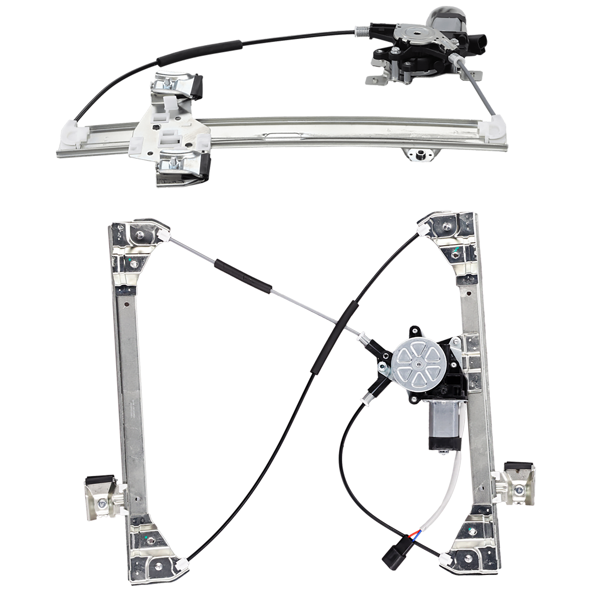 AM H2-03-09 FRONT AND REAR WINDOW REGULATOR LH Power w Motor Base Model SKU SET JRH46290056 Partslink HU1350102 HU1550100 OEM 10390764-15771355