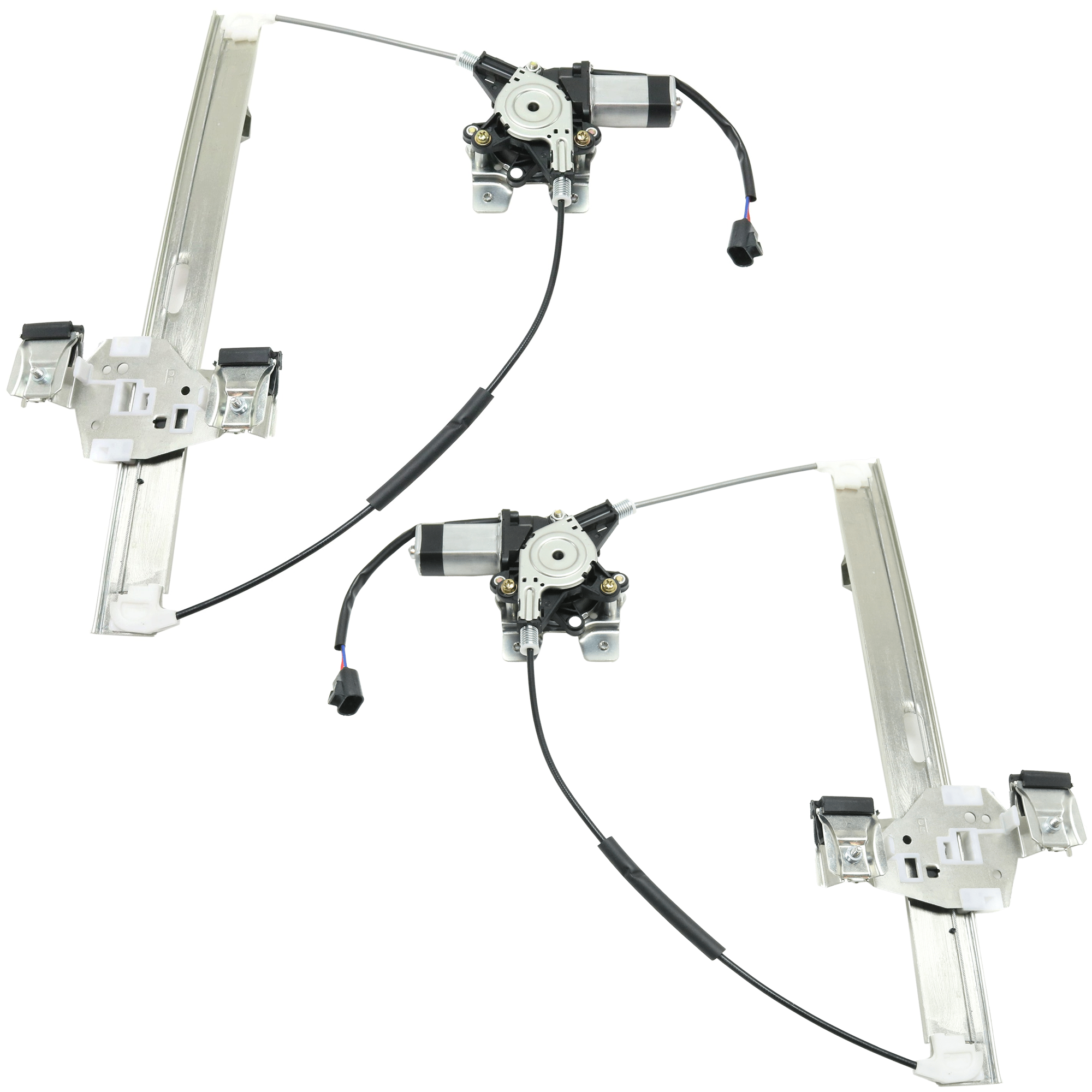 AM H2-03-09 REAR WINDOW REGULATOR RH AND LH Power w Motor Base Model SKU SET JRH49170003 Partslink HU1550100 HU1551100 OEM 15771354-15771355