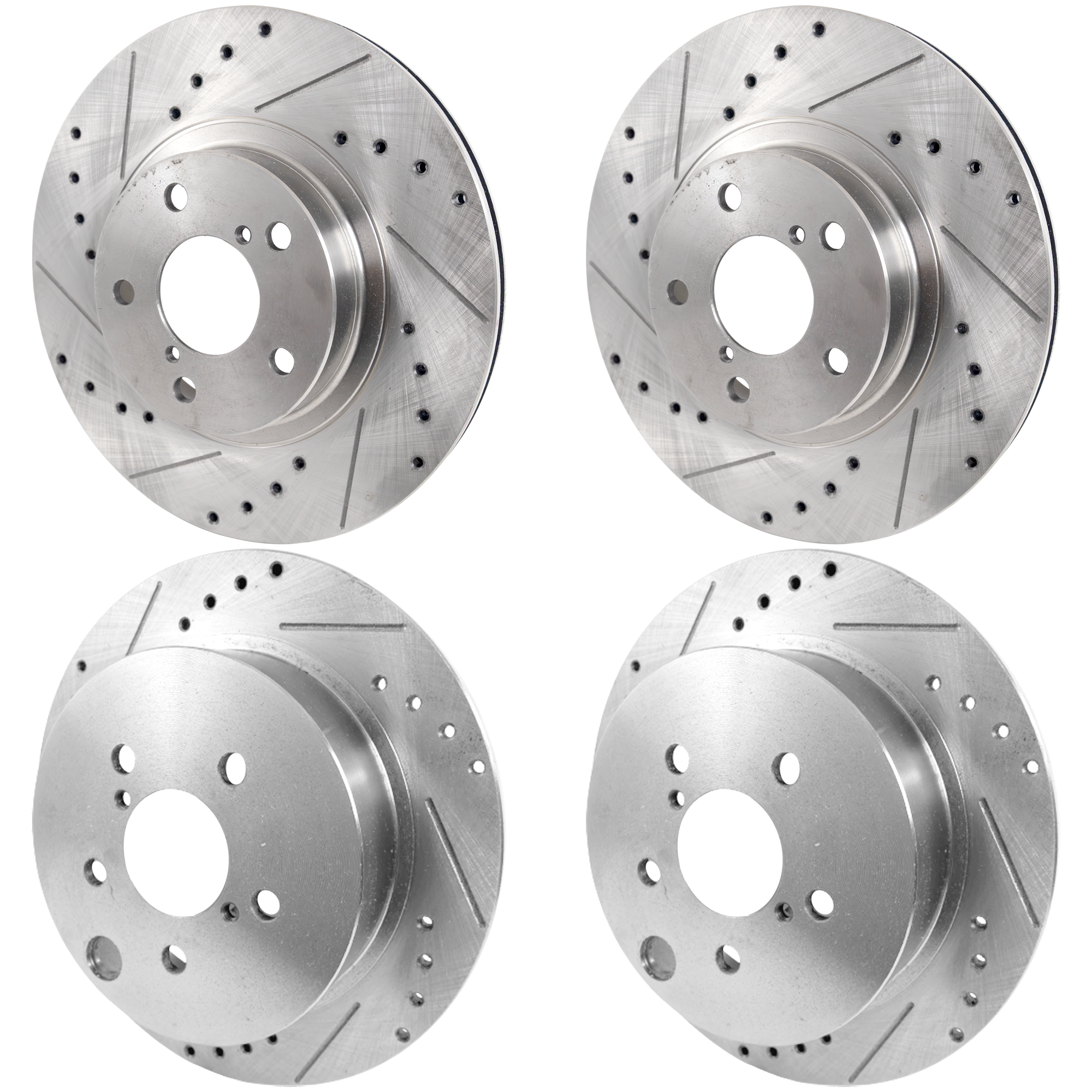 AM IMPREZA 12-16 FRONT AND REAR BRAKE DISC RH AND LH 4 Wheel Set Cross drilled and Slotted SKU SET JS27110030DRS4 OEM 189-19887-25370-31059-31247-63