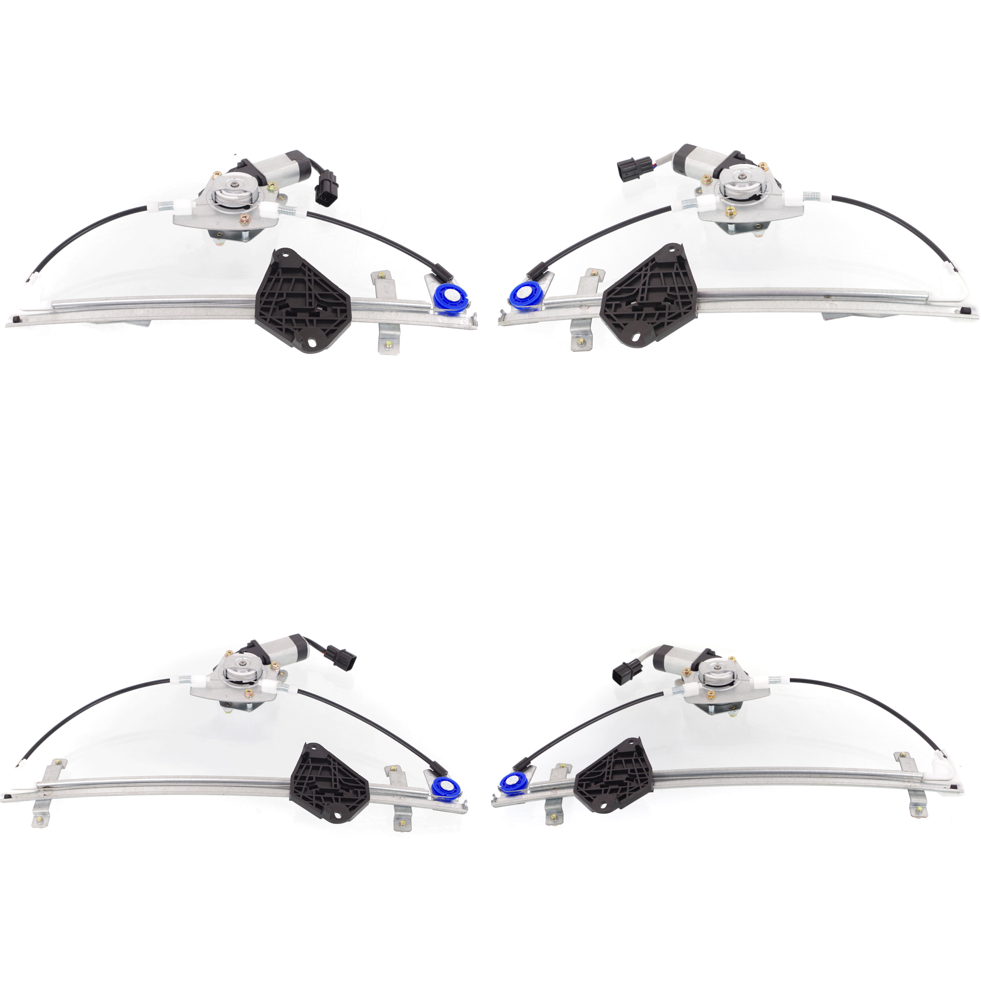 AM IMPREZA 08-11 FRONT AND REAR WINDOW REGULATOR RH AND LH Set of 4 Power w Motor 2 Pins SKU SET JS462933-4 Partslink SU1350103 SU1351103 SU1550103 SU1551103 OEM 61041FG002-61041FG012-61041FG0