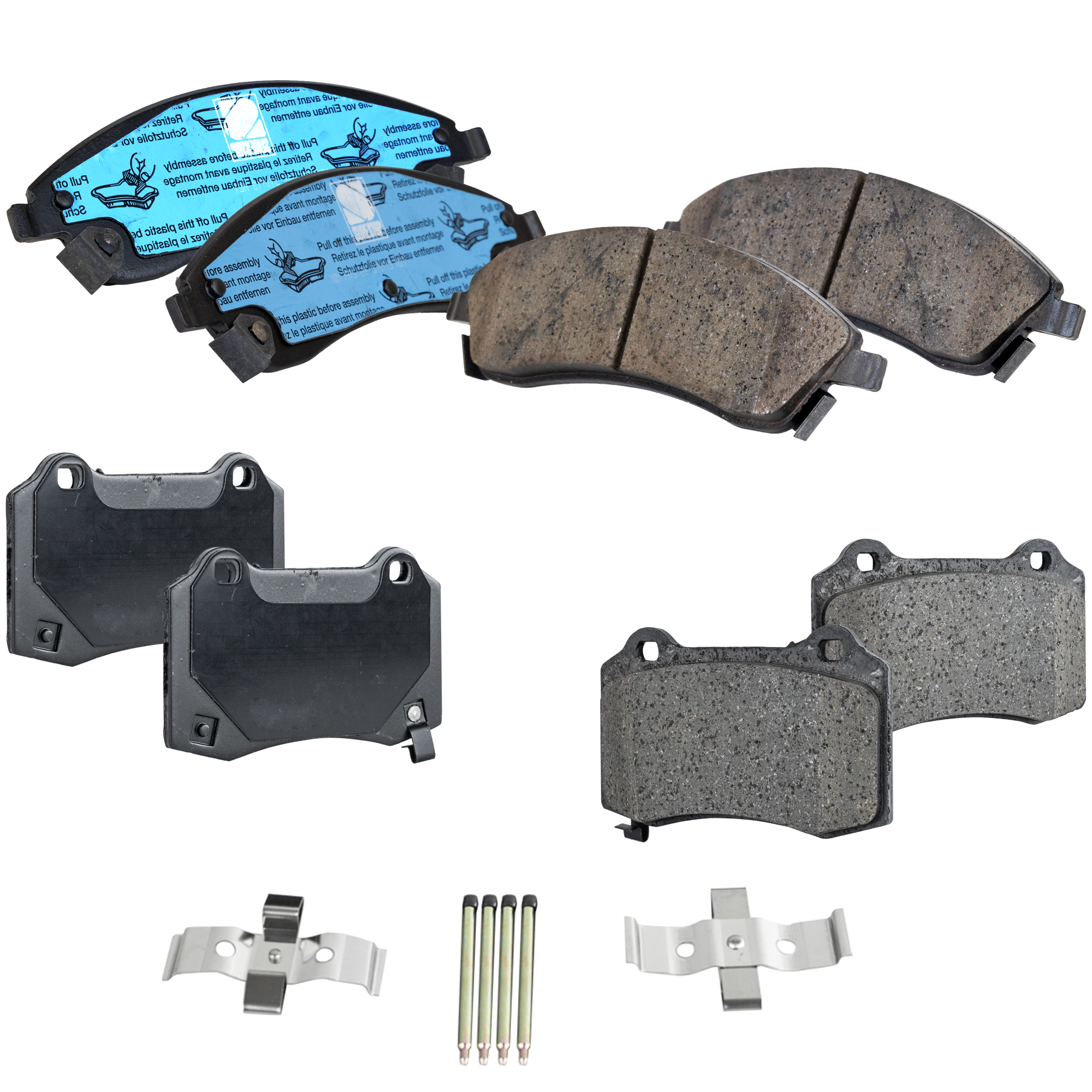 AM STS 05-08 FRONT AND REAR BRAKE PAD SET 4 Wheel Set SKU SET JSSCP1019-4 B OEM 18047988-18047994-19122384-889