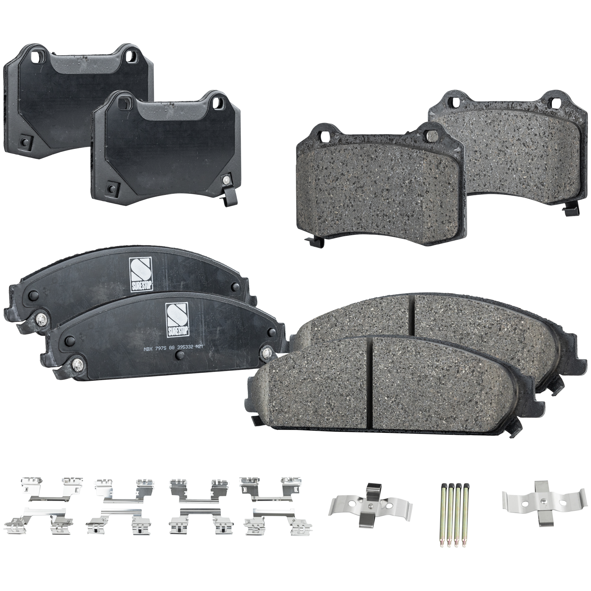AM CHALLENGER 18-20 FRONT AND REAR BRAKE PAD SET 4 Wheel Set SKU SET JSSCP1058-4 OEM 5137666AA 5142558AA 5175208AA