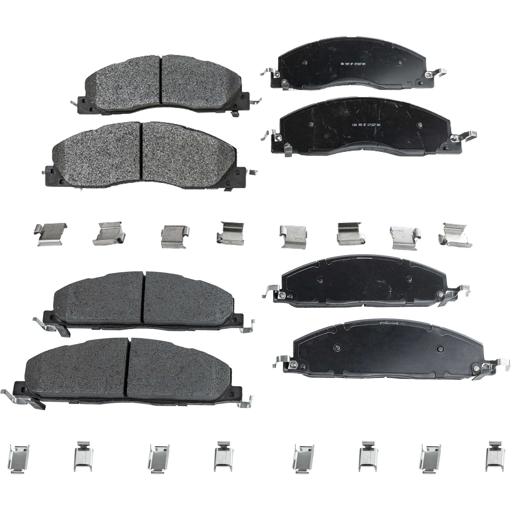 AM 1500-12-12 FRONT AND REAR BRAKE PAD SET 4 Wheel Set SKU SET JSSCP1399-4 OEM 68049148AA 68049158AA