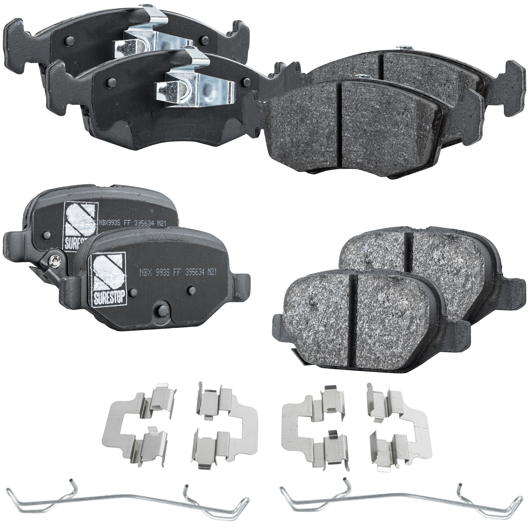 AM FIAT 500-12-17 FRONT AND REAR BRAKE PAD SET 4 Wheel Set SKU SET JSSCP1568-4 OEM 68088919AA 68088919AB 68206120