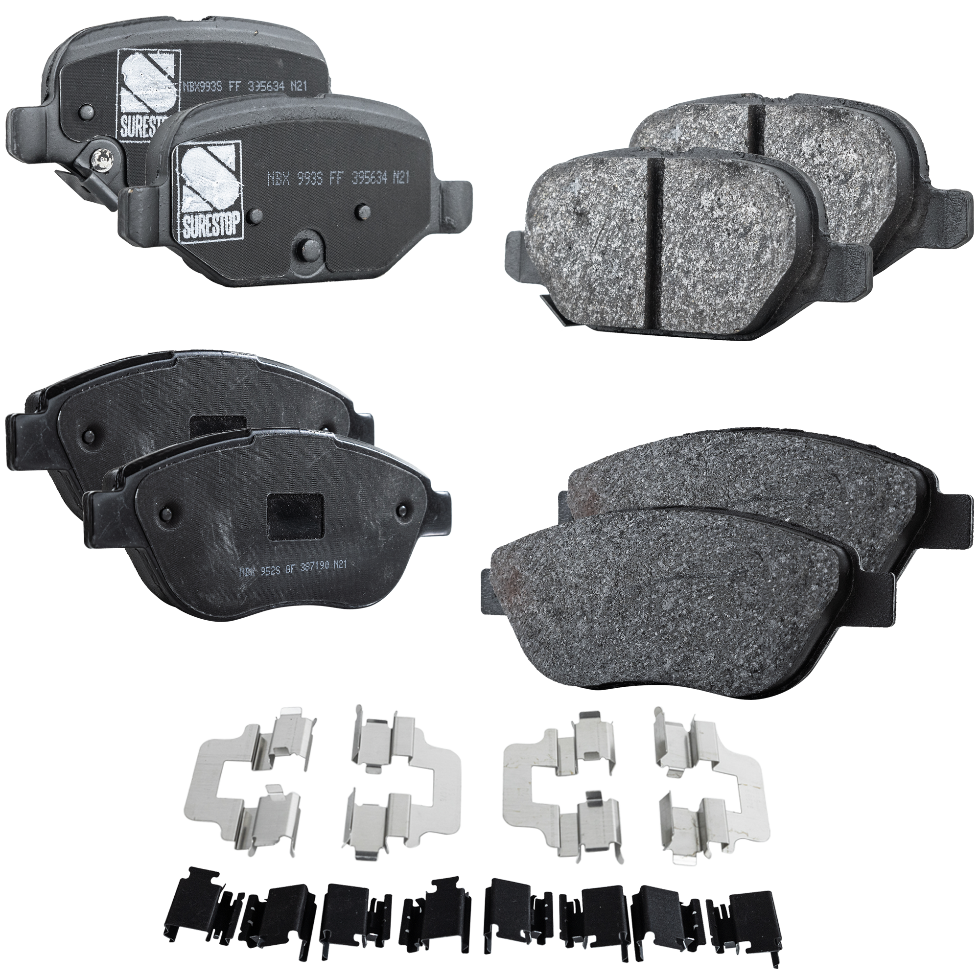 AM FIAT 500-12-13 FRONT AND REAR BRAKE PAD SET 4 Wheel Set SKU SET JSSCP1618A 4 OEM 68088919AA 68088919AB 68206120