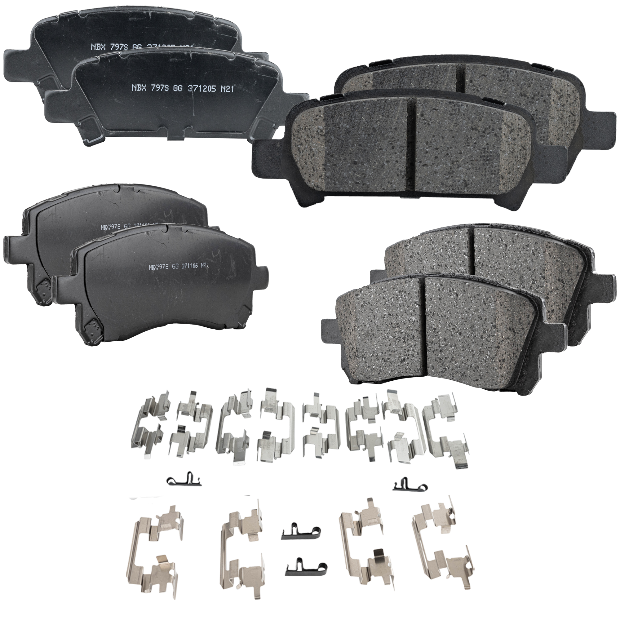 AM FORESTER 98-02 LEGACY 00-02 FRONT AND REAR BRAKE PAD SET 4 Wheel Set SKU SET JSSCP721-4 B OEM 26292AE020-26296FC002-26692AE0