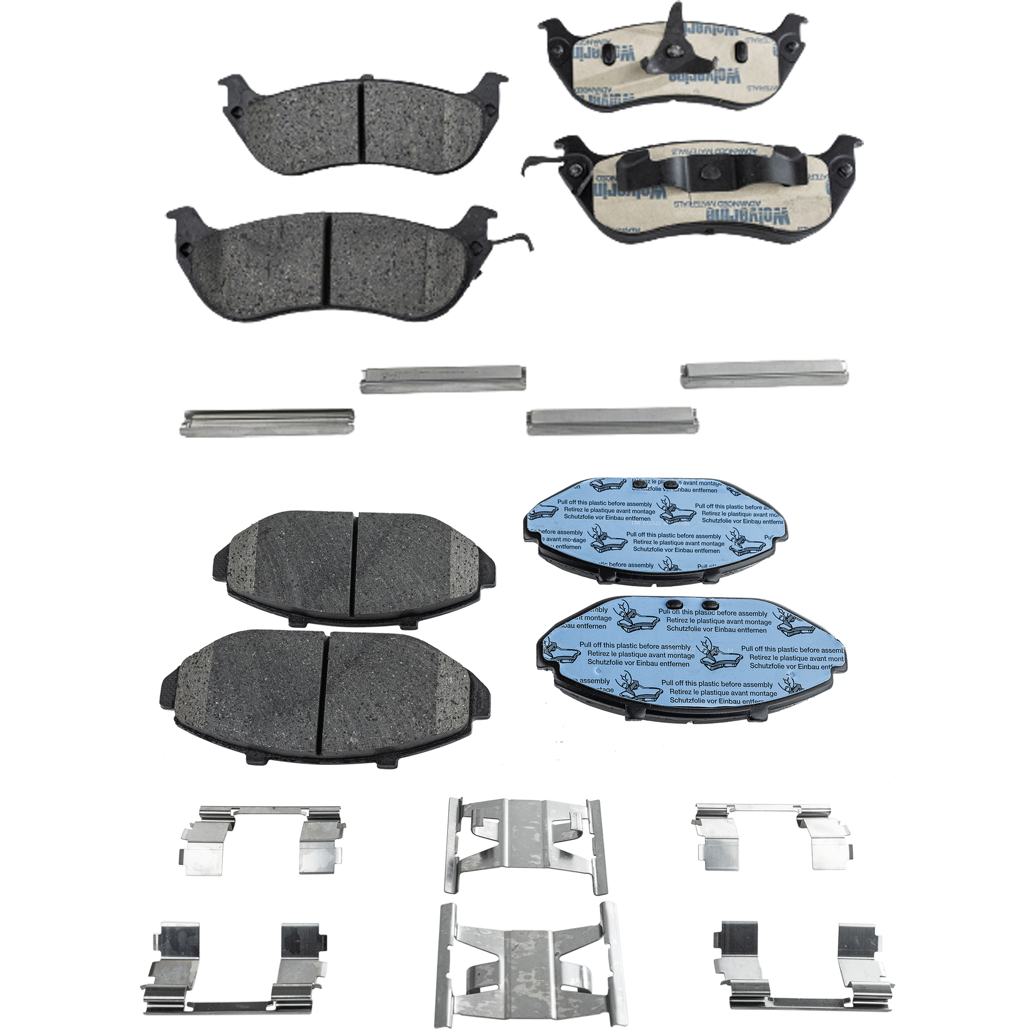 AM TOWN CAR 98-02 FRONT AND REAR BRAKE PAD SET 4 Wheel Set SKU SET JSSCP748-4 OEM 1U2Z2V200KA 1W1Z2200BA F6AZ220