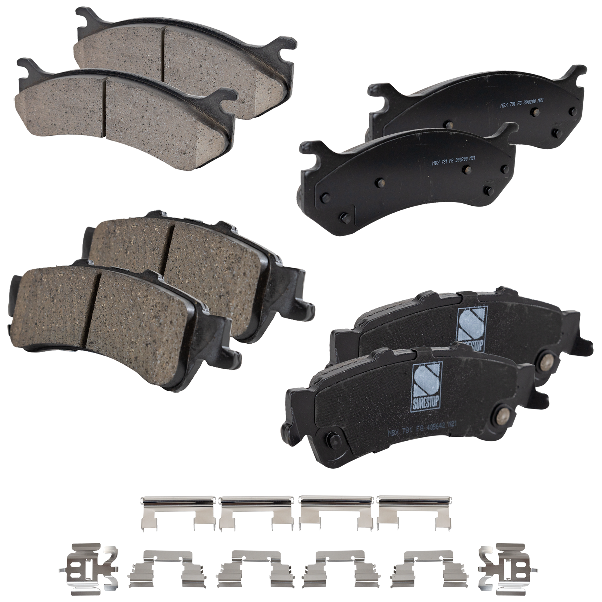AM SILVERADO SIERRA 1500-99-07 FRONT AND REAR BRAKE PAD SET 4 Wheel Set SKU SET JSSCP785-4 E OEM 15886462-18026217-18041762-180