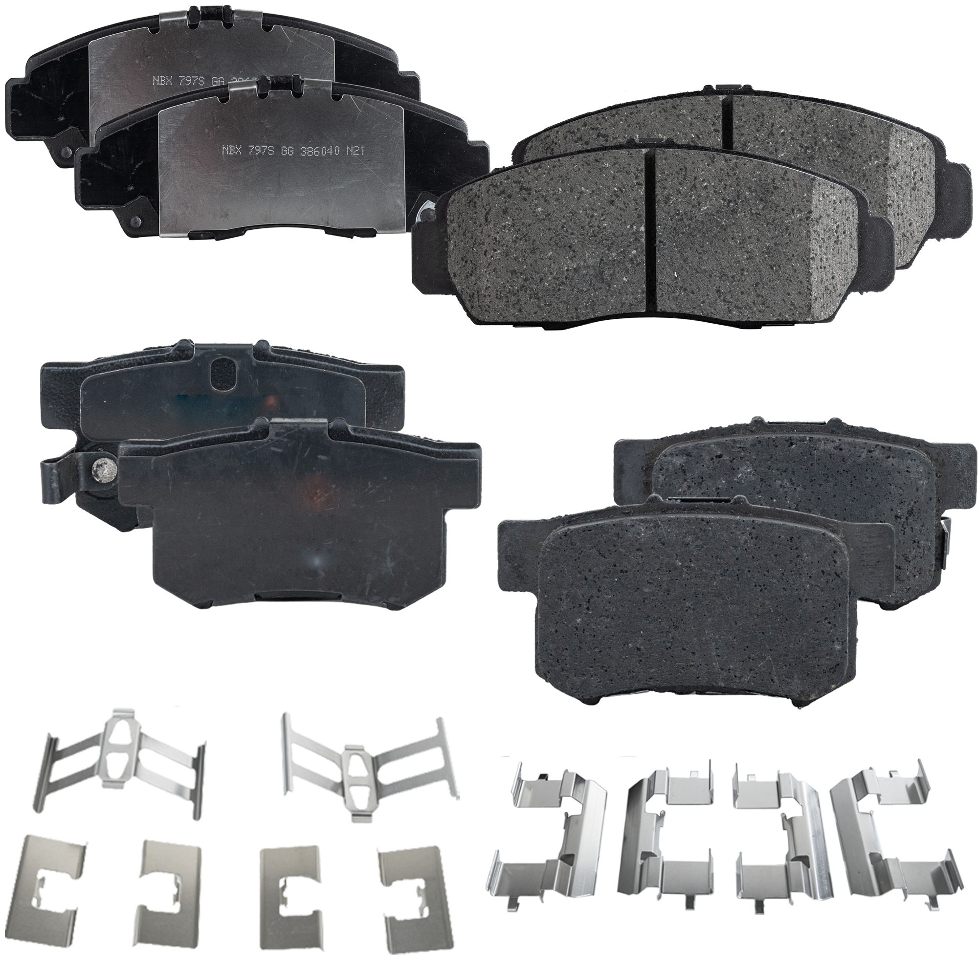 AM CL 01-03 TL 99-08 FRONT AND REAR BRAKE PAD SET 4 Wheel Set SKU SET JSSCP787-4 A OEM 43022S00000-43022S6D000-43022S