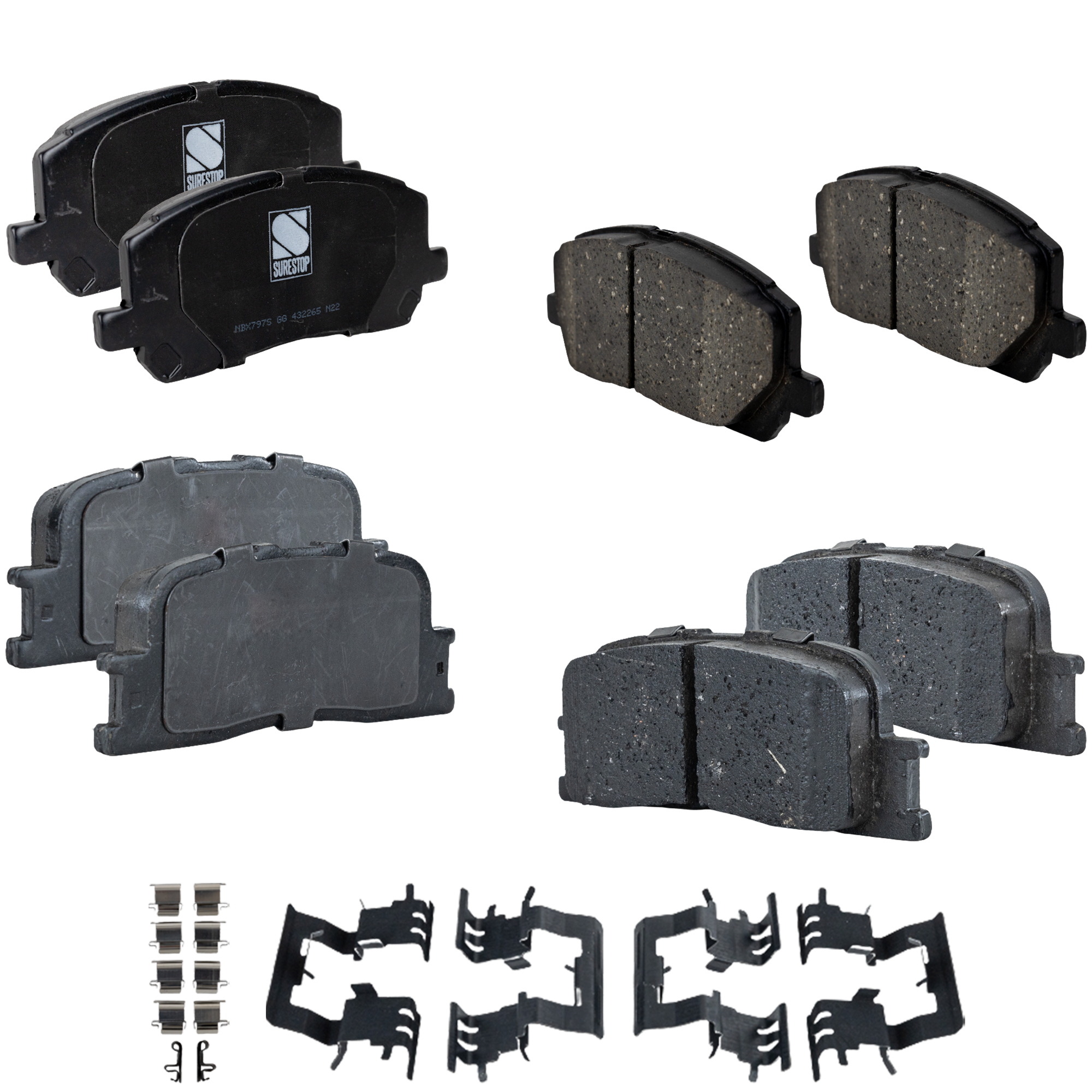AM HIGHLANDER 01-03 FRONT AND REAR BRAKE PAD SET 4 Wheel Set SKU SET JSSCP884-4 OEM 0446548030-0446633090-04466331