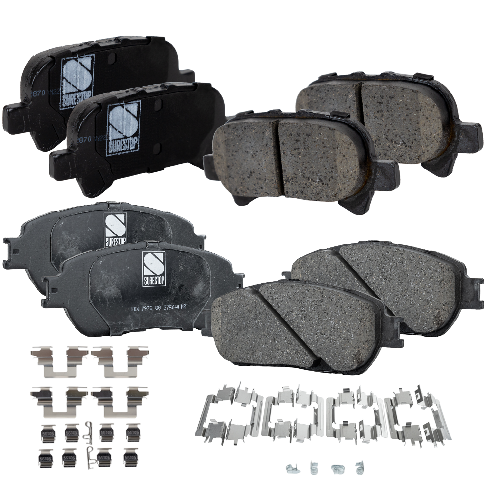 AM AVALON 05-07 CAMRY 05-06 SOLARA 04-08 FRONT AND REAR BRAKE PAD SET 4 Wheel Set USA Built Vehicle SKU SET JSSCP906-4 A OEM 0446533270-0446533280-04465040