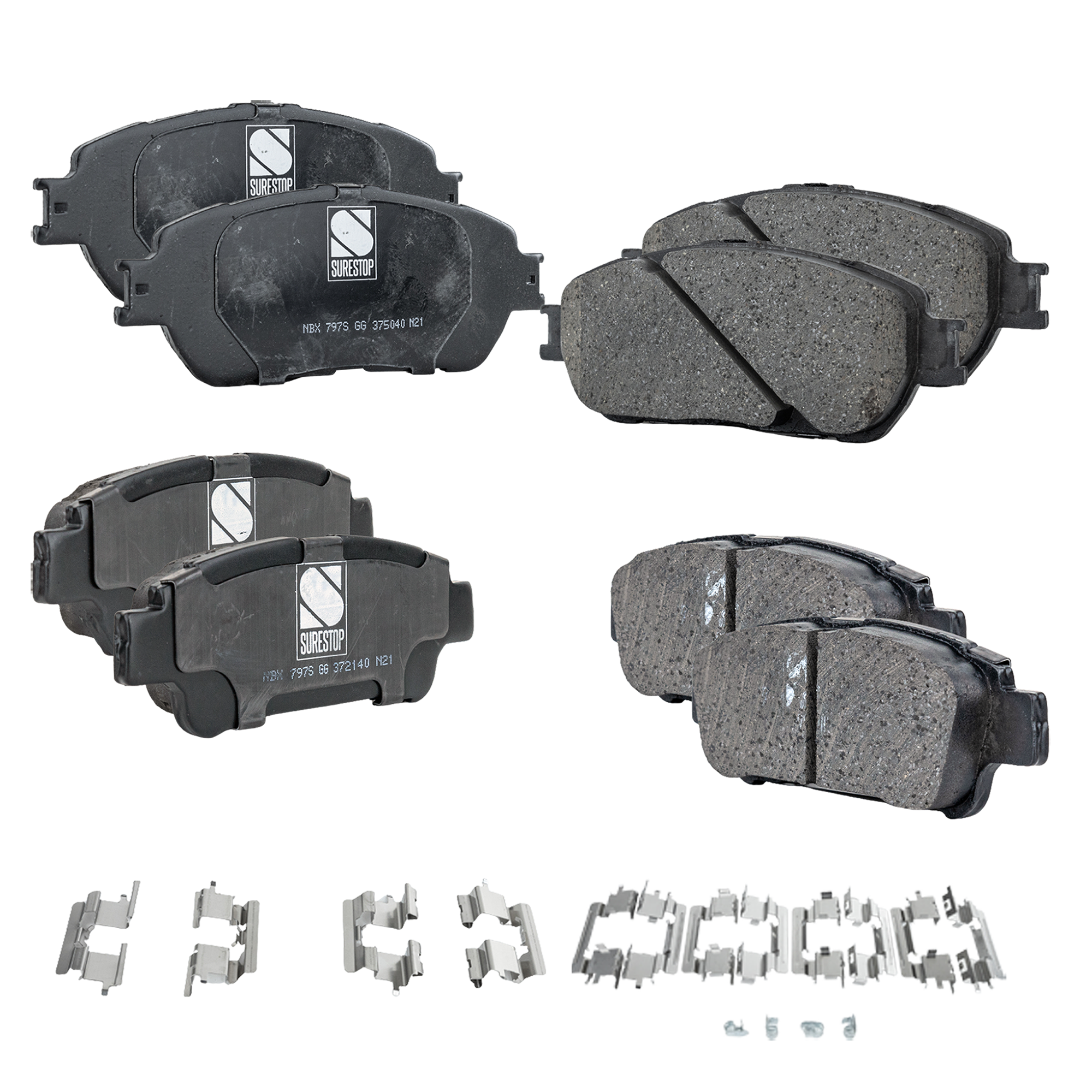 AM SIENNA 04-10 FRONT AND REAR BRAKE PAD SET 4 Wheel Set SKU SET JSSCP906-4 B OEM 0446533270-0446533280-04465040