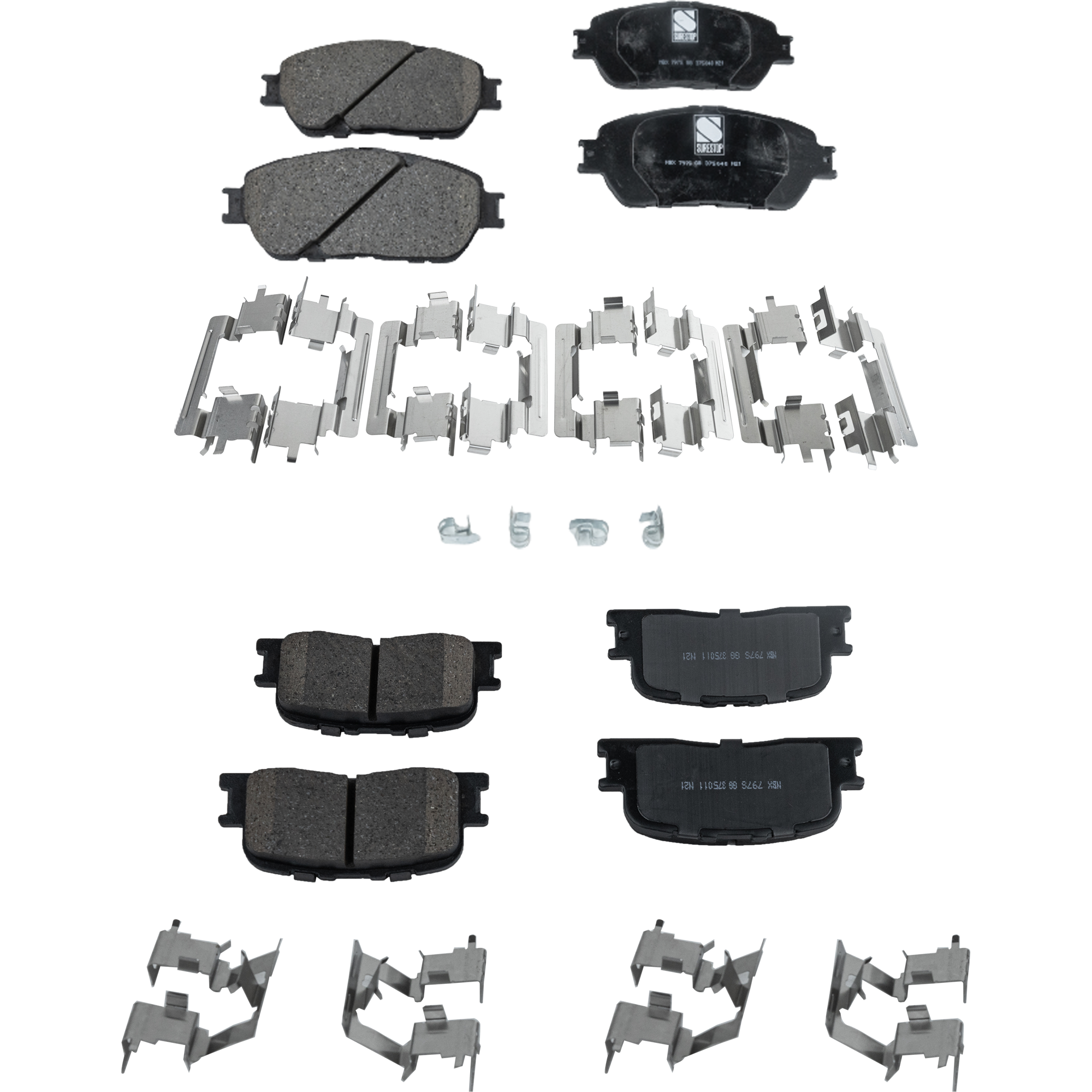 AM ES300-02-03 ES330-04-06 FRONT AND REAR BRAKE PAD SET 4 Wheel Set SKU SET JSSCP906-4 OEM 0446533270-0446533280-04465040