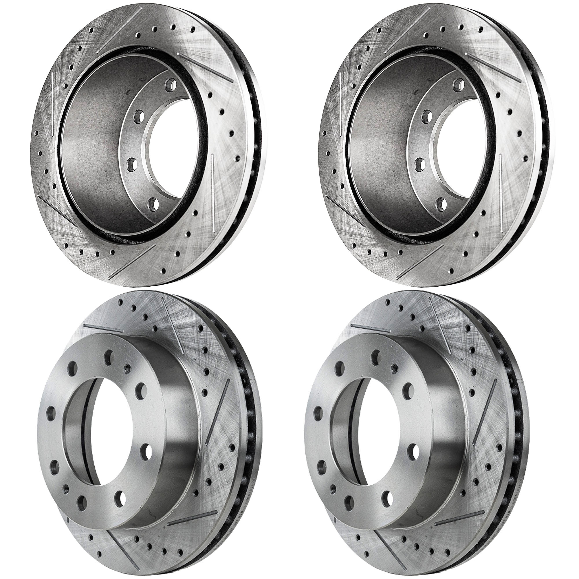 AM SILVERADO SIERRA 99-07 EXPRESS SAVANA VAN 03-20 FRONT AND REAR BRAKE DISC Cross drilled and Slotted Performance Rotor SKU SET JSTPC27110100DRS OEM 19952-55055-56828-86828-101008
