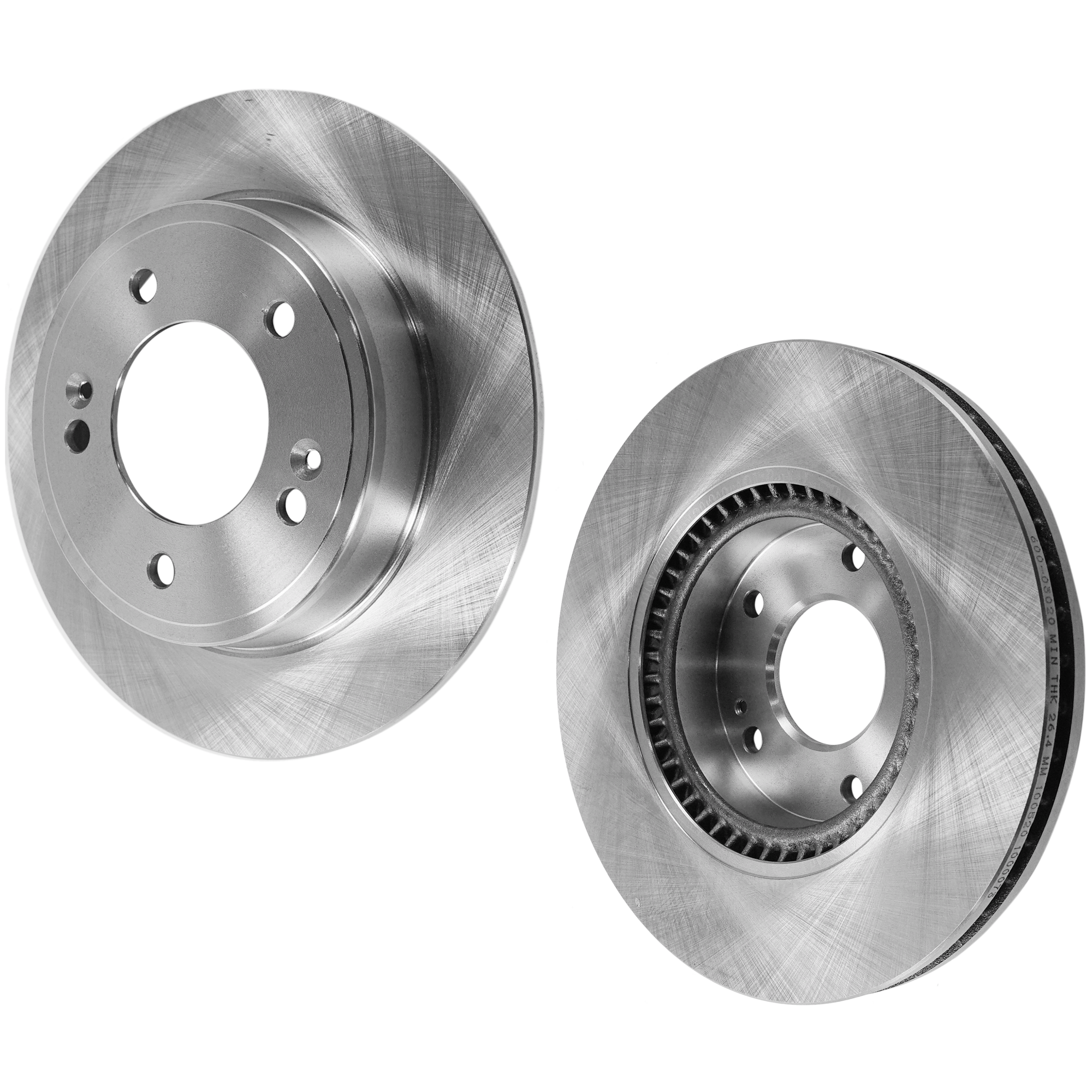 AM VELOSTER 13-17 FORTE5-14-18 FRONT AND REAR BRAKE DISC 2 Wheel Set Plain Surface Front Vented Rear Solid 5 Lugs SKU SET JSTPK27110020 OEM 44746-0833529-850287-60003037