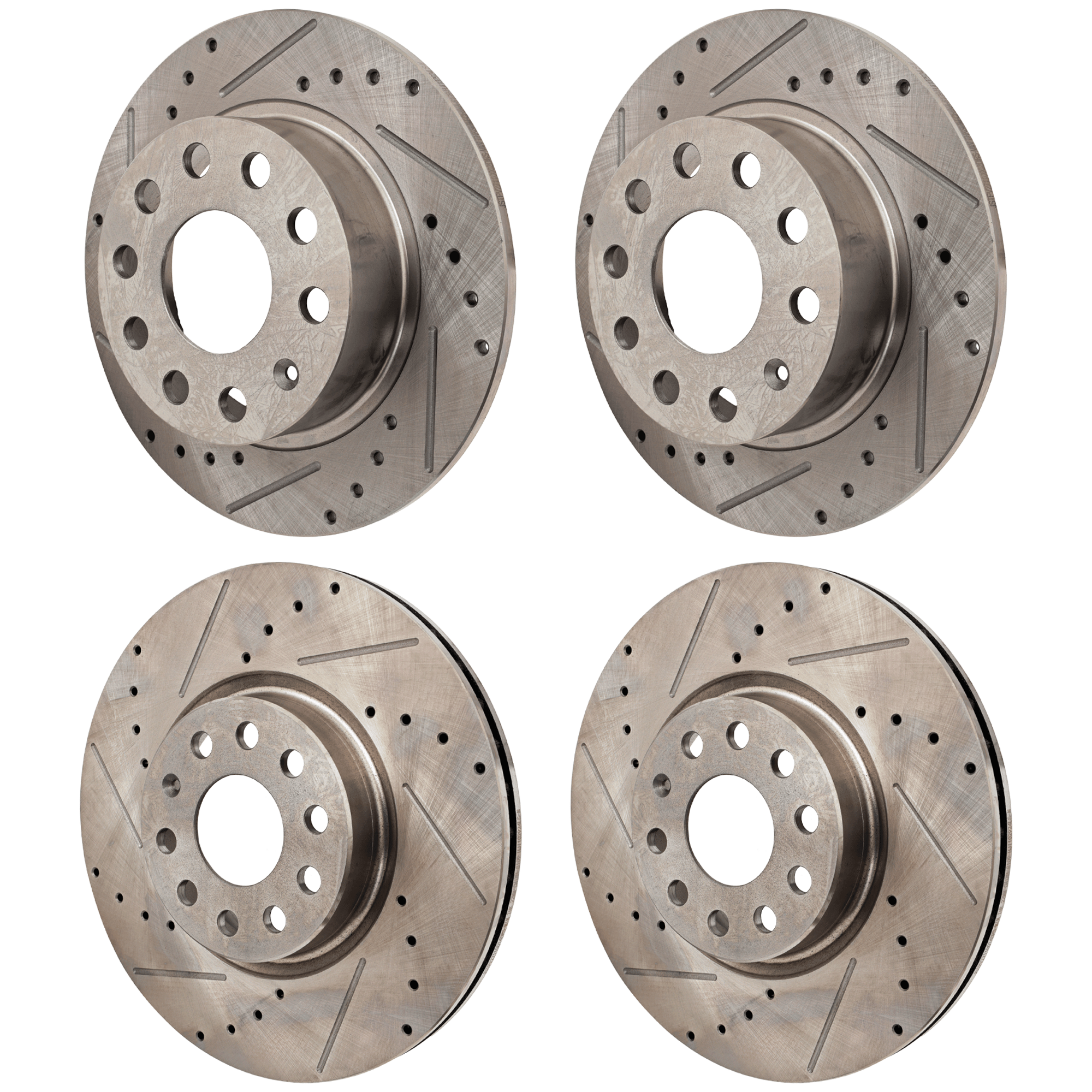 AM JETTA 11-18 BEETLE 13-17 FRONT AND REAR BRAKE DISC RH AND LH Cross drilled and Slotted 4 Wheel Set SKU SET JSTPV27110002DRS OEM 34279-45112-900468-60074053-45