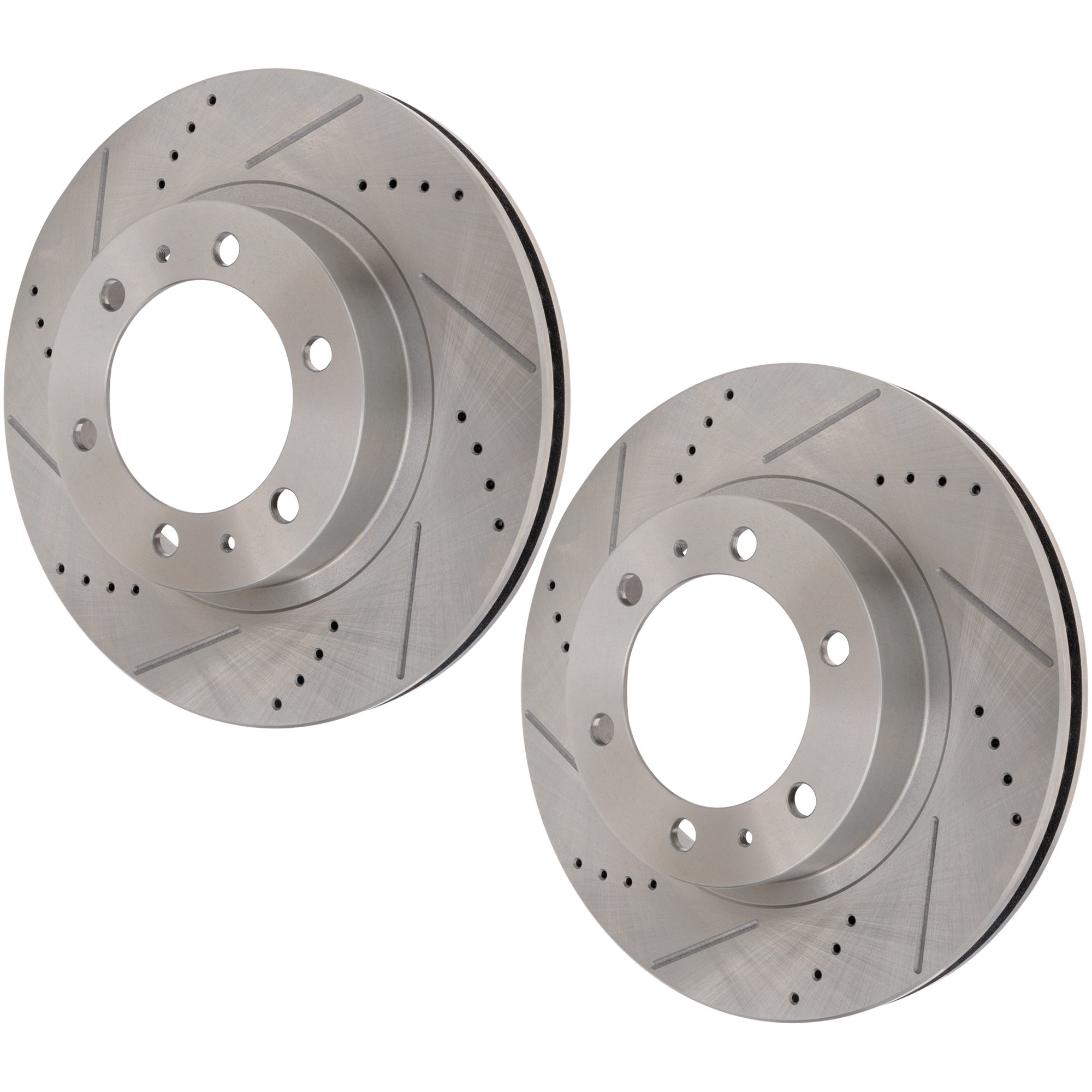 AM 4RUNNER 03-09 FJ CRUISER 07-14 FRONT BRAKE DISC RH AND LH Drilled and Slotted SKU SET JT27110003DRS2 OEM 31327-31520-44623-145458-08329