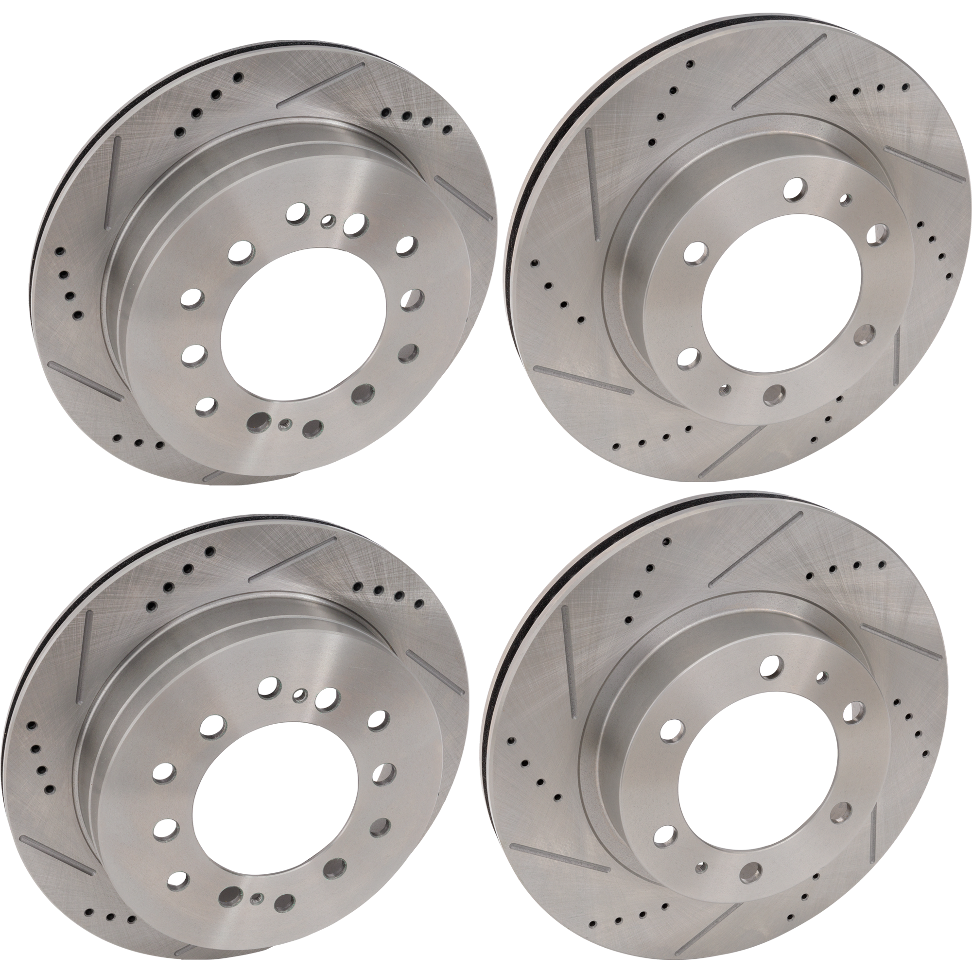 AM 4RUNNER 03-09 FJ CRUISER 07-09 FRONT AND REAR BRAKE DISC 4 Wheel Set Cross drilled and Slotted SKU SET JT27110003DRS4 OEM 31294-145330-479325-0832919-10