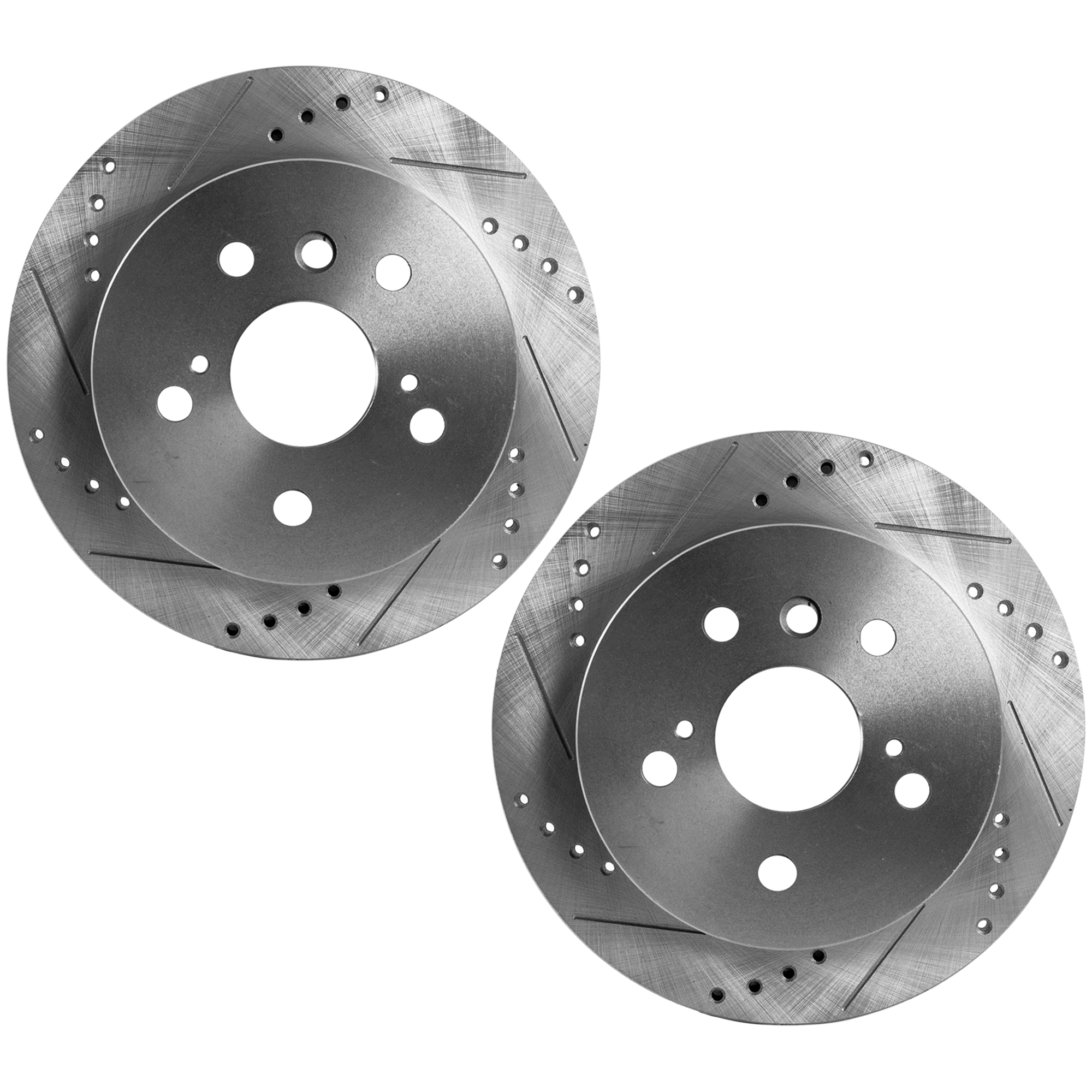 AM CAMRY 12-17 AVALON 13-18 REAR BRAKE DISC RH AND LH Cross drilled and Slotted SKU SET JT27110010DRS2