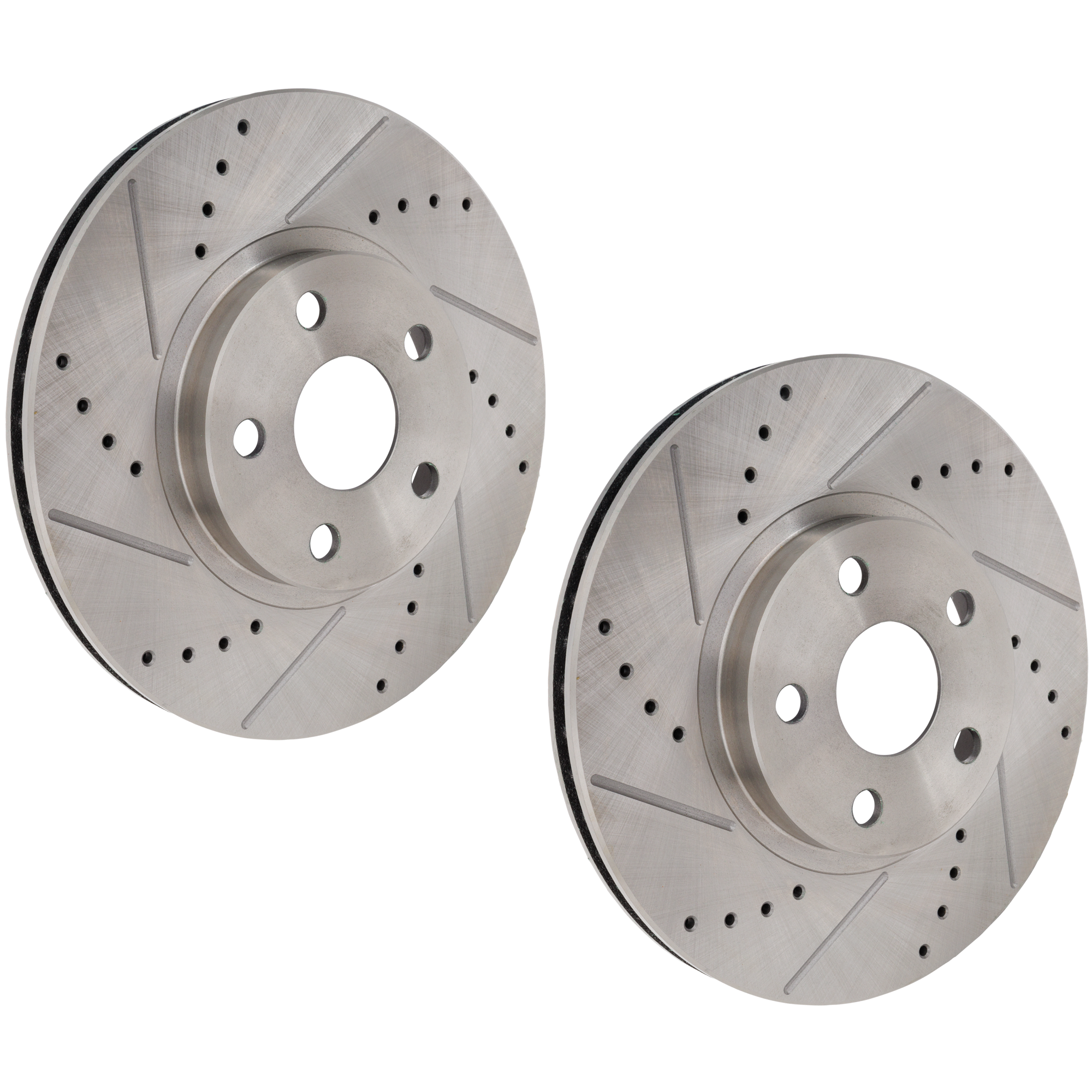 AM COROLLA MATRIX 03-08 CELICA 00-05 FRONT BRAKE DISC RH AND LH Drilled and Slotted SKU SET JT27110014DRS2 OEM 19336-31270-77175-96934-107301