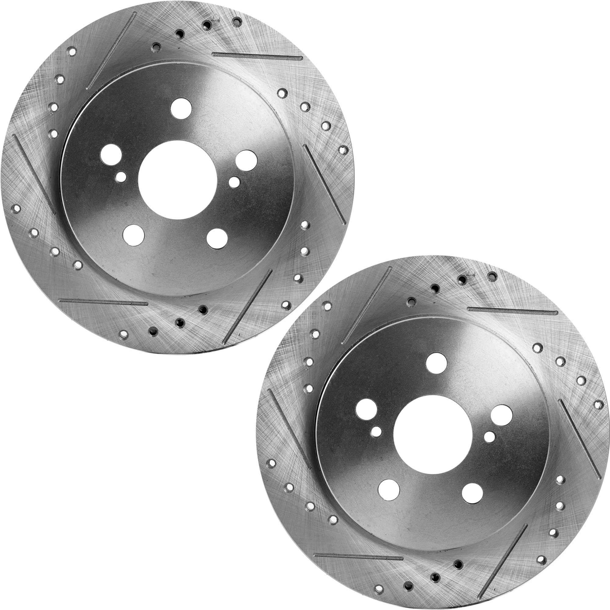 AM COROLLA 09-22 PRIUS 10-22 REAR BRAKE DISC RH AND LH Drilled and Slotted SKU SET JT27110019DRS2 OEM 44633-55159-0833354-850096-900
