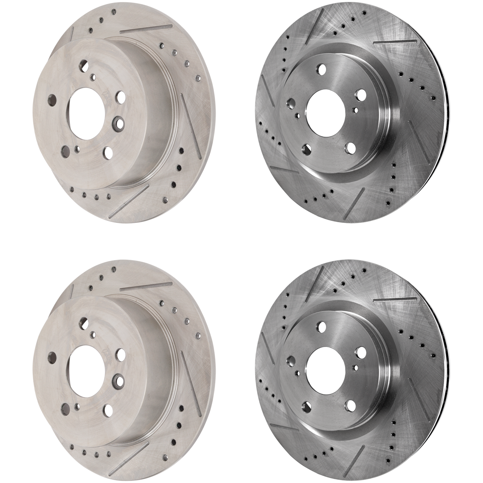 AM AVALON 08-12 CAMRY 07-11 FRONT AND REAR BRAKE DISC RH AND LH 4 Wheel Set Cross drilled and Slotted SKU SET JT27110045DRS4 OEM 31433-44581-60389-145712-08331