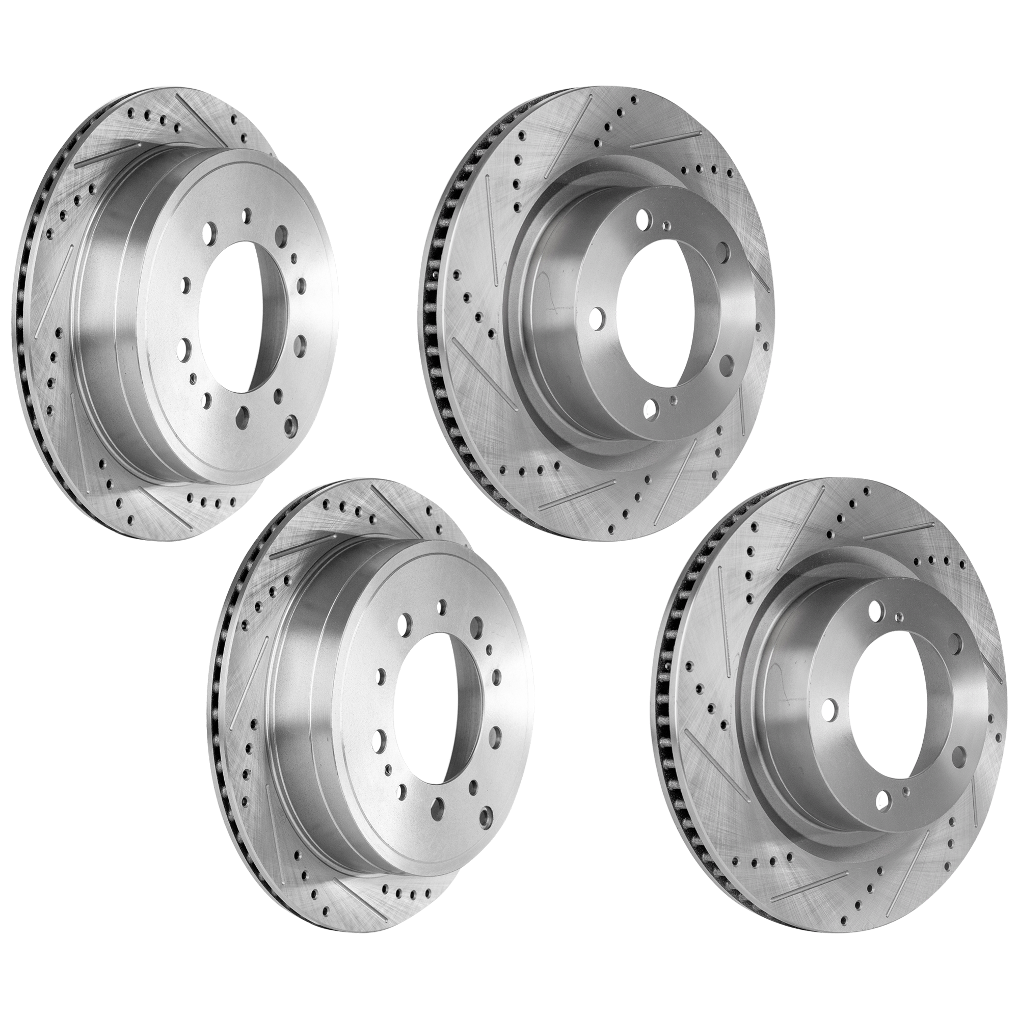 AM TUNDRA 07-21 SEQUOIA 08-22 FRONT AND REAR BRAKE DISC RH AND LH 4 Wheel Set Cross drilled and Slotted SKU SET JT27110066DRS4 OEM 90076136-980583FZN HC31482X 90
