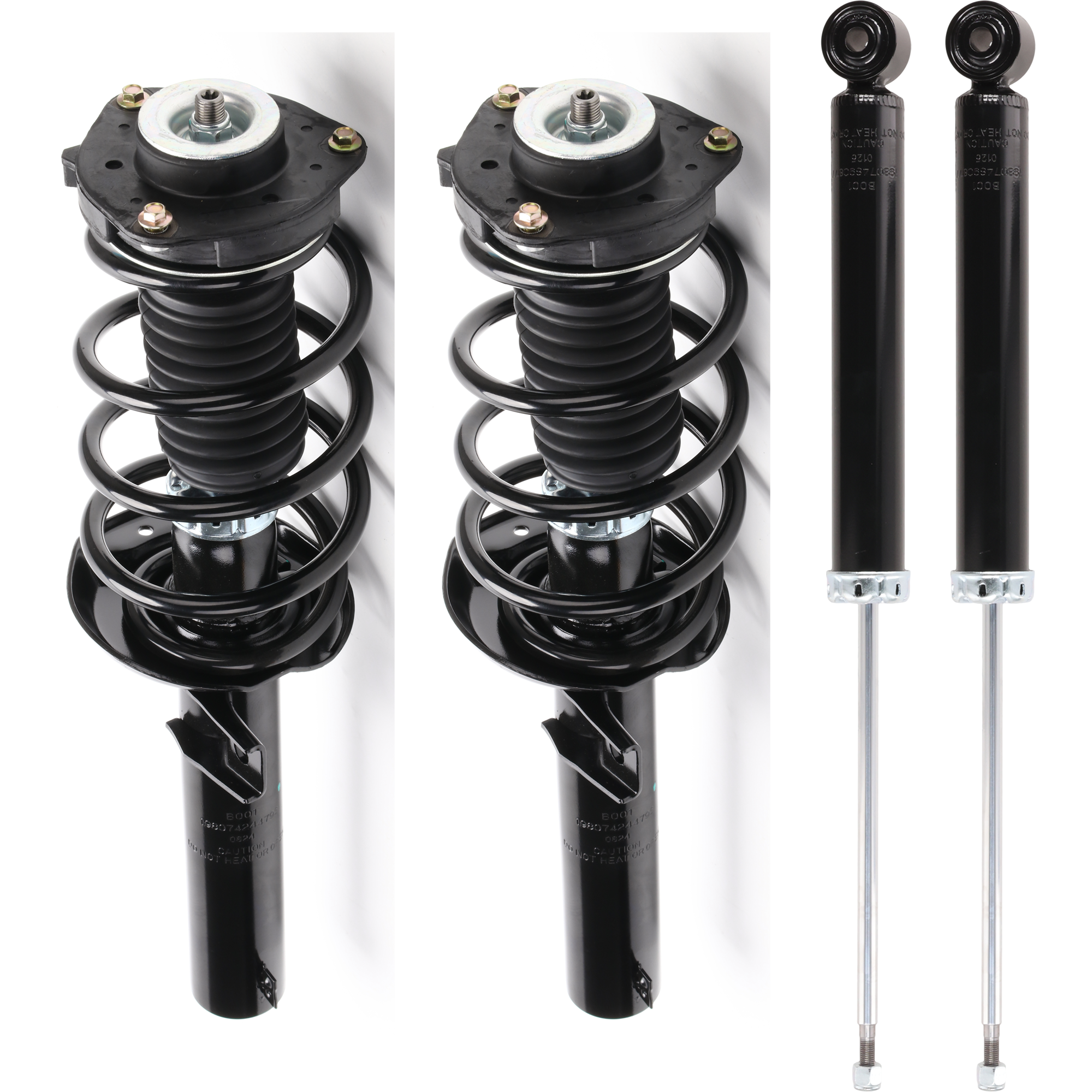 AM GOLF 10-14 JETTA 05-18 FRONT AND REAR SHOCK AND FULLY LOADED STRUT RH AND LH Gas Charged Twin tube Set of 4 SKU SET JV28050002-4 OEM 172311-872212-3335576-50172
