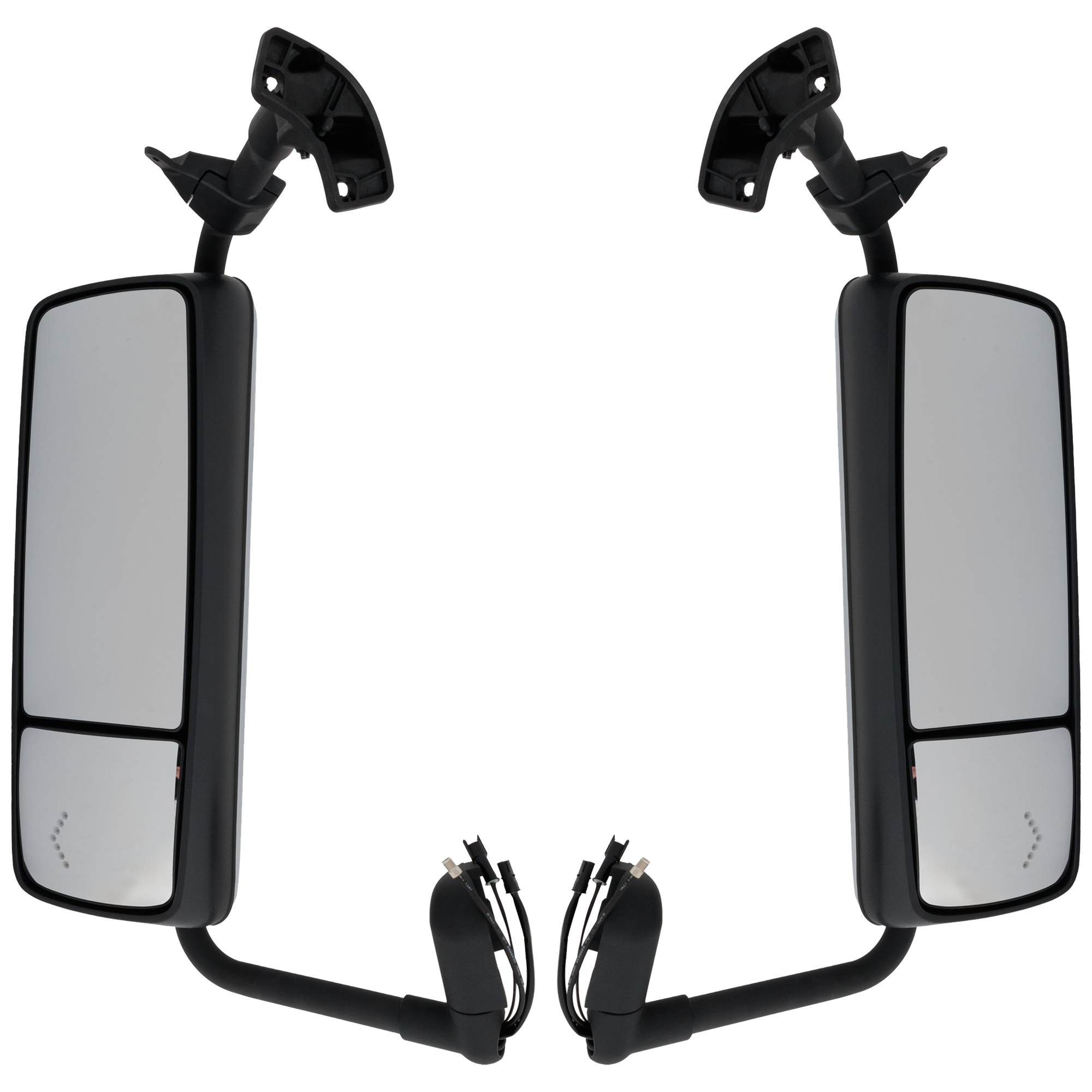 AM VOLVO VNL 04-22 MIRROR RH AND LH Power Upper Manual Adjust Lower Manual Folding Heated Chrome w Arm and Signal Light Redesign SKU SET JVL49ER HD OEM 82715317-82715319