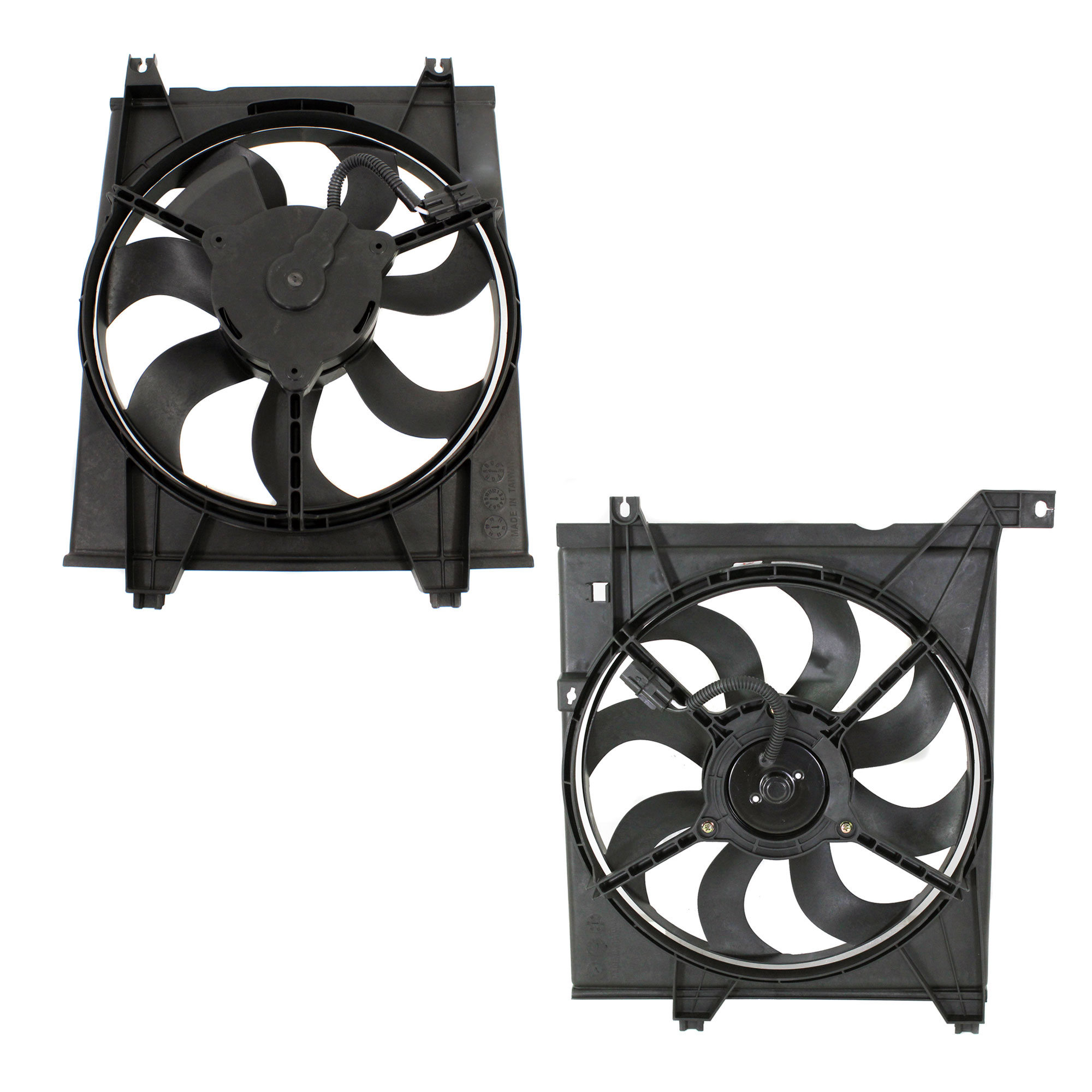AM SPECTRA 04-09 RADIATOR FAN ASSEMBLY RH AND LH New Body Style SKU SET K190909 Partslink KI3113112 KI3115117 OEM 253802F000-977302F000