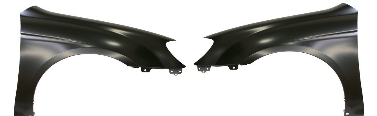 AM SPECTRA 07-09 FRONT FENDER RH AND LH Primed w o Signal Light Hole w Body Side Molding Holes SKU SET K220147 Partslink KI1241126 KI1240126 OEM 663212F020-663112F020