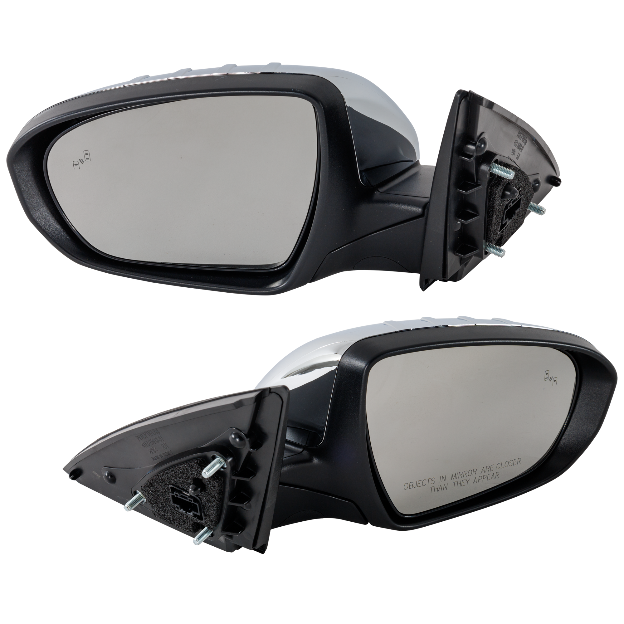 AM OPTIMA 14-15 MIRROR RH AND LH Power Power Folding Heated Chrome w BSD and Signal Light Exc. Hybrid Model USA Built Vehicle SKU SET KI20CR S Partslink KI1320230 KI1321230 OEM 876104C550-876204C550