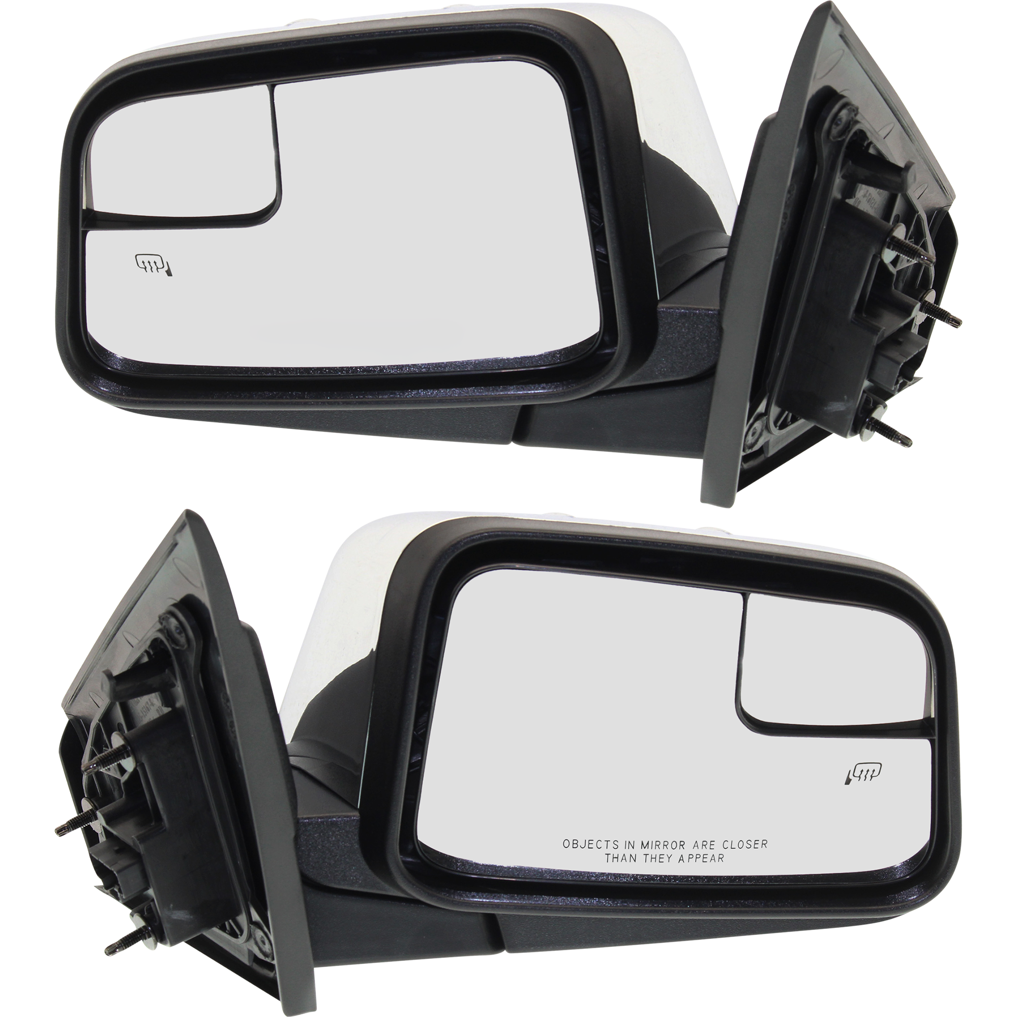 AM MKX 10-10 MIRROR RH AND LH Power Manual Folding Heated Chrome w Blind Spot Glass and Puddle Light No Memory SKU SET LN25CR Partslink FO1320471 FO1321471 OEM AA1Z17682BA AA1Z17683BA