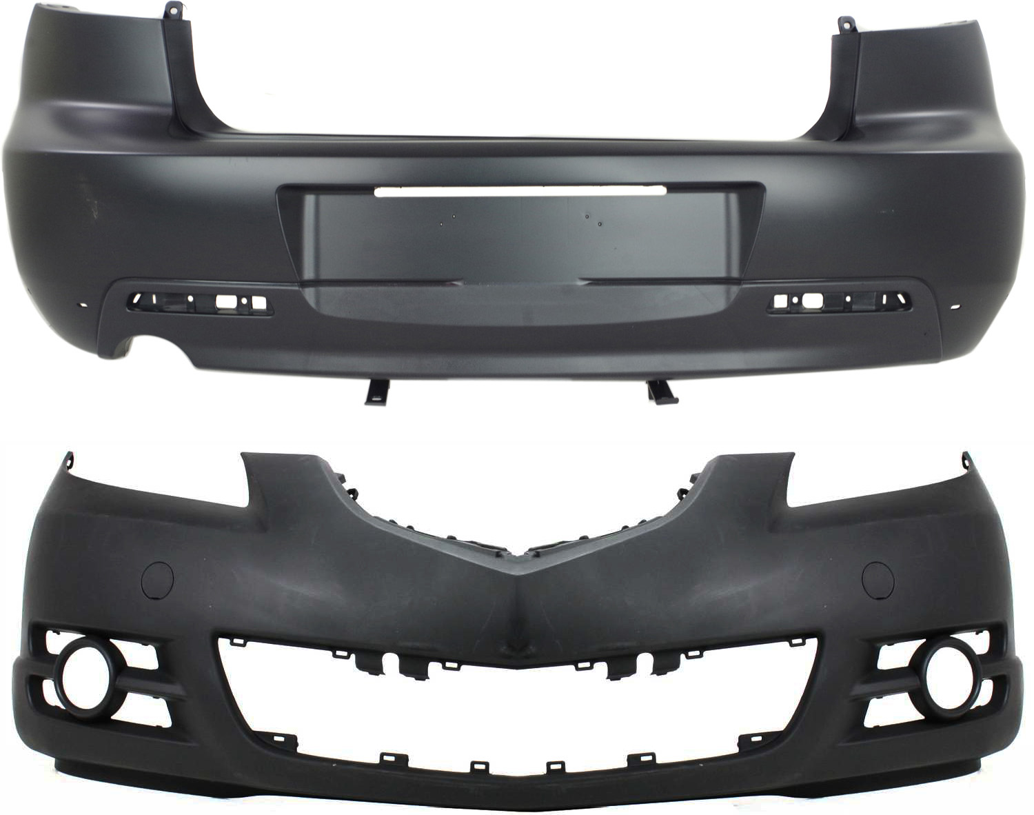 AM MAZDA 3-04-06 FRONT AND REAR BUMPER COVER Primed Sport Type Sedan SKU SET M010347P 2 Partslink MA1000197 MA1100175 OEM BNYK5003XEBB BN9C50221HBB