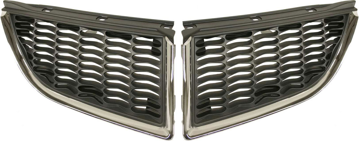 AM GALANT 04-06 GRILLE RH AND LH Plastic Chrome Shell Painted Silver Gray Insert USA Type SKU SET M070325 Partslink MI1200251 MI1200250 OEM MN161846HA MN161845HA