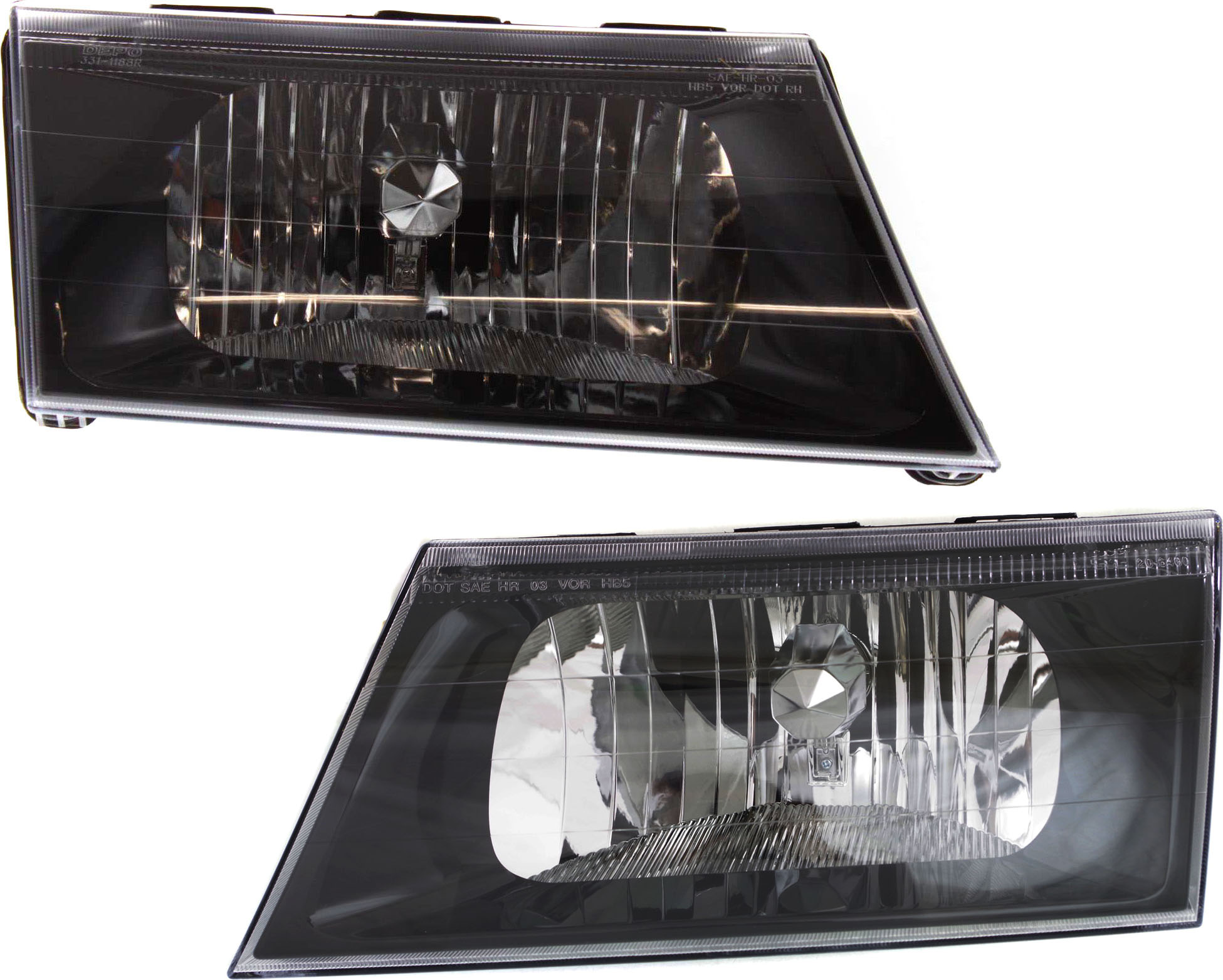 AM MARAUDER 03-04 HEAD LAMP RH AND LH Assembly Halogen Black Interior SKU SET M100101 OEM 3W3Z13008DA PFM 3W3Z13008CA PF