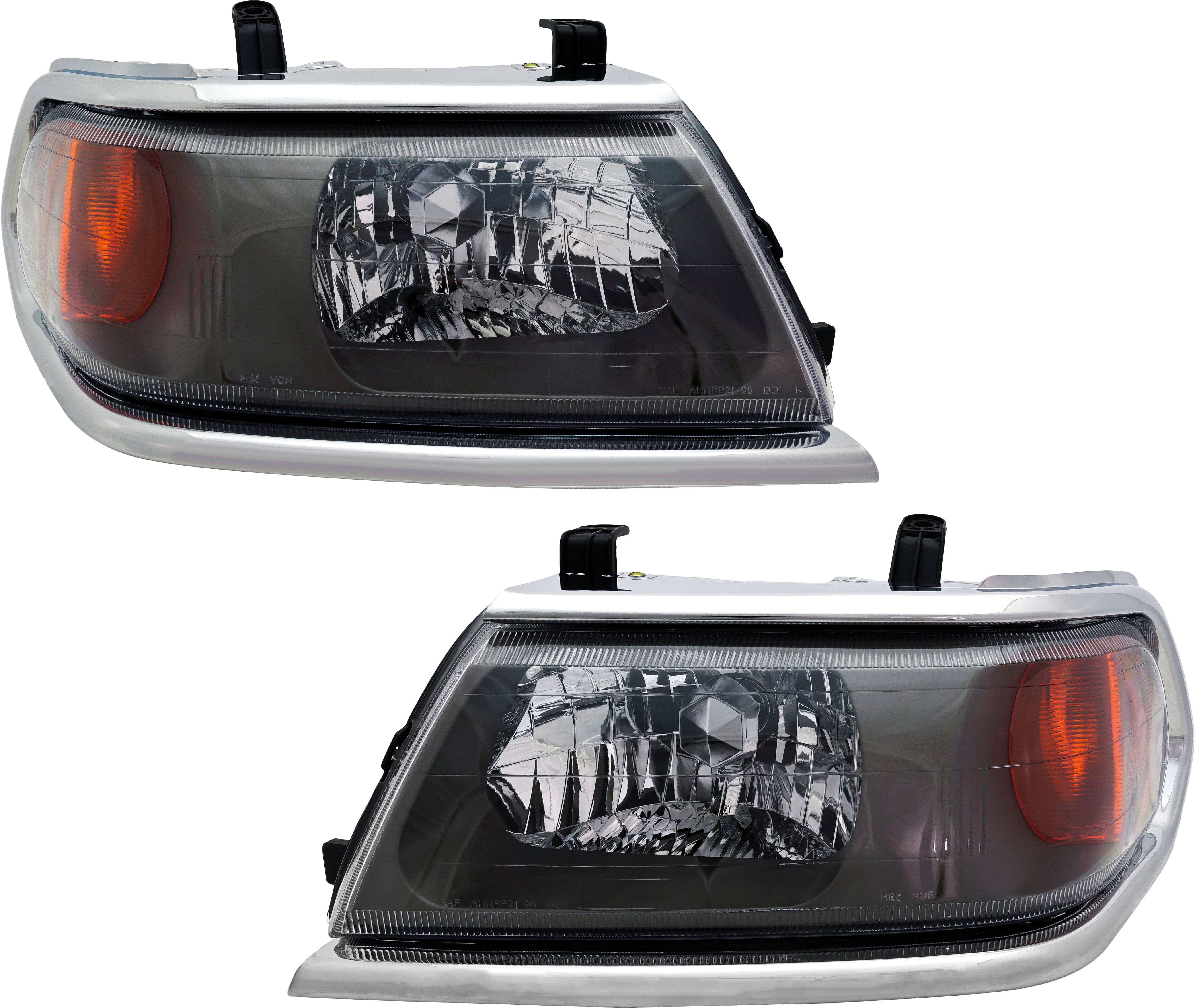 AM MONTERO SPORT 00-04 HEAD LAMP RH AND LH Assembly Halogen Chrome From 3-2000 SKU SET M100103 Partslink MI2502121 MI2503121 OEM MR566767 MR566768