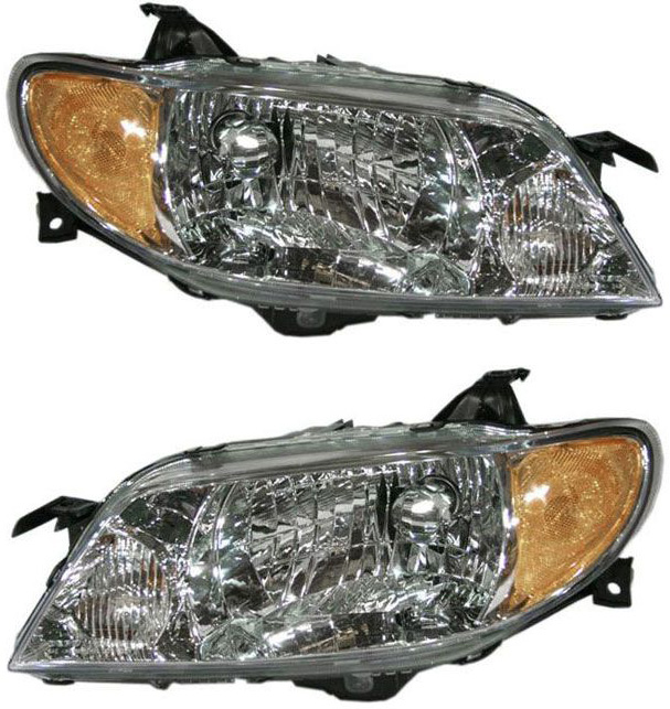 AM PROTEGE 01-03 HEAD LAMP RH AND LH Assembly Halogen Aluminum Bezel Sedan SKU SET M100145 Partslink MA2502119 MA2503119 OEM BL8D510L0D BL8D510K0D