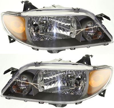 AM PROTEGE 01-03 HEAD LAMP RH AND LH Assembly Halogen Metal Coat Bezel Sedan SKU SET M100147 Partslink MA2502120 MA2503120 OEM BL8E510L0D BL8E510K0D