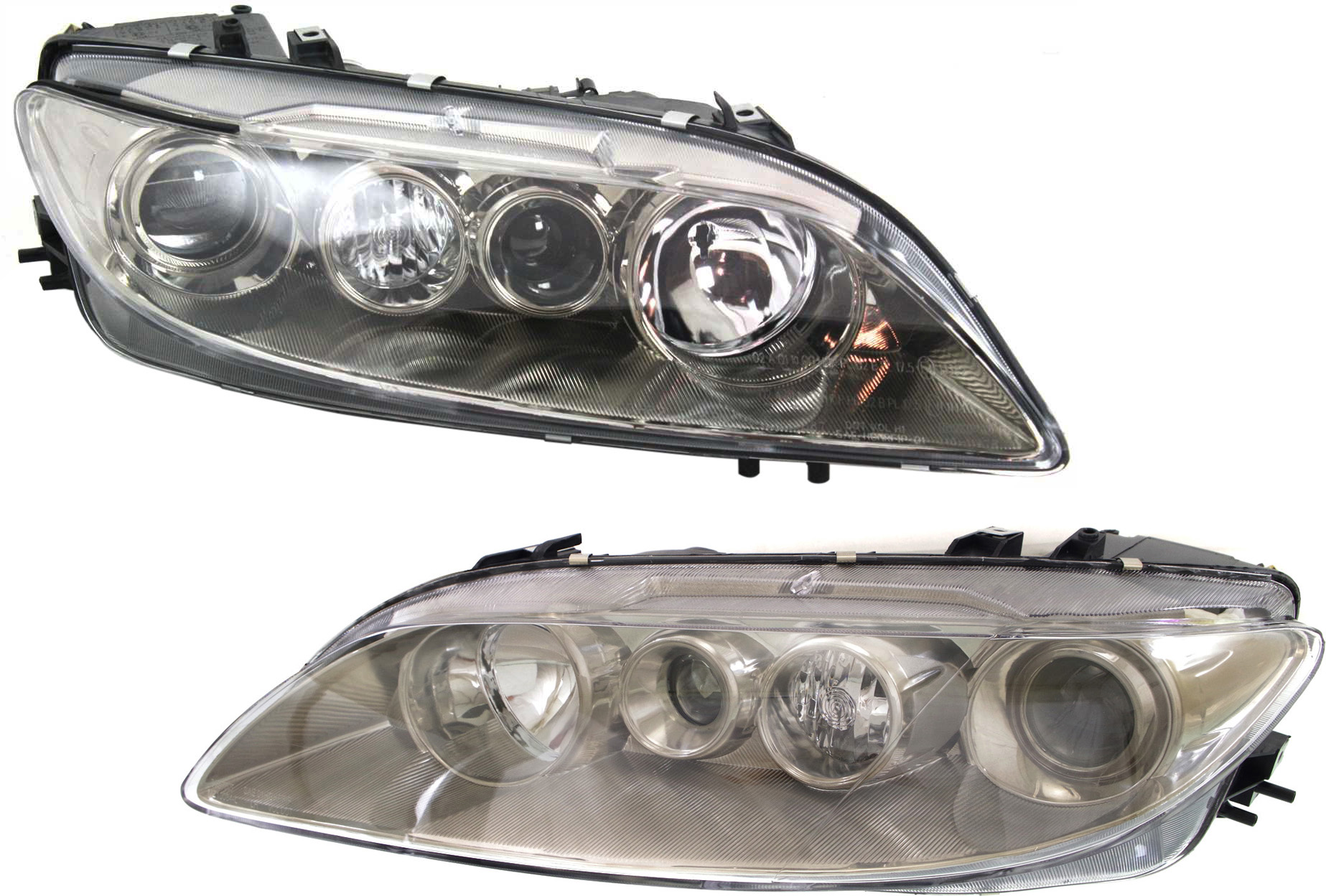 AM MAZDA 6-03-05 HEAD LAMP RH AND LH Lens and Housing w o Fog Lights SKU SET M100157 Partslink MA2502125 MA2503125 OEM GK2A510L0E GK2A510K0E