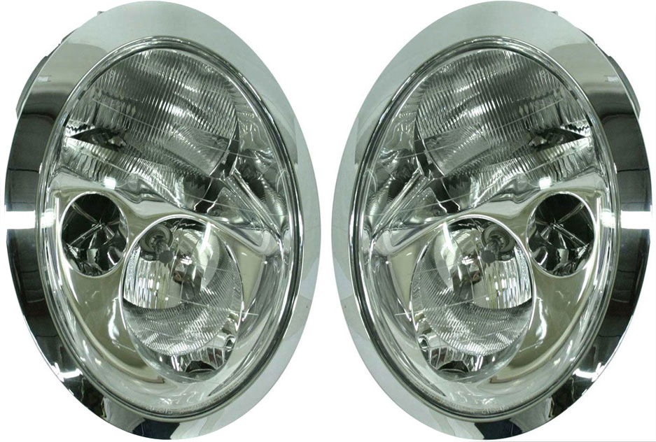 AM COOPER 02-04 HEAD LAMP RH AND LH Assembly Halogen w o Headlight Washer Base S Models SKU SET M100167 Partslink MC2502101 MC2503101 OEM 63126911705-63126911706